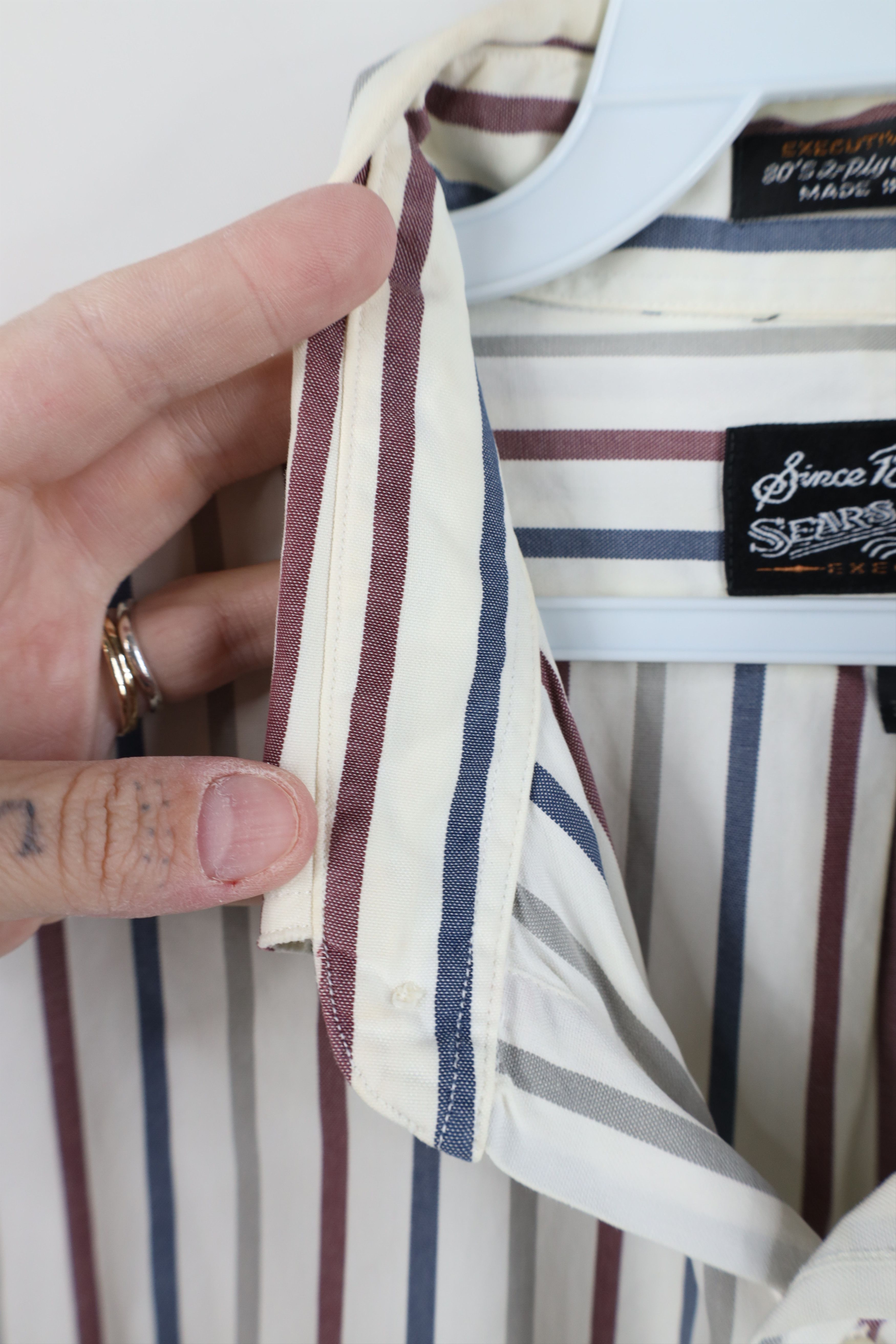 Vintage Vintage 90s Streetwear 2 Ply Pinpoint Button Down Shirt Size US M / EU 48-50 / 2 - 7 Thumbnail