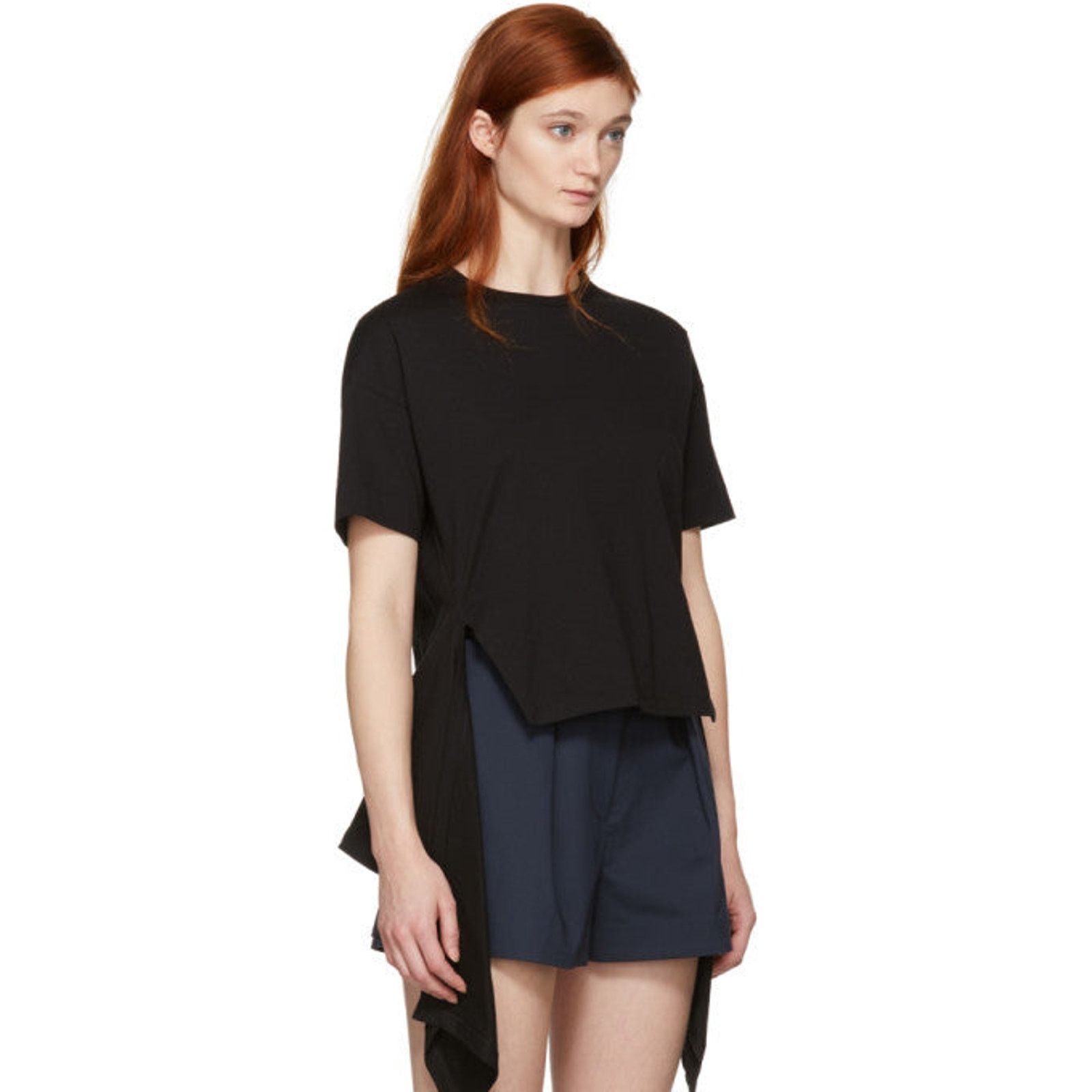 Cedric Charlier Cedric Charlier Elongated Hem Tee - Black Size M / US 6-8 / IT 42-44 - 2 Thumbnail