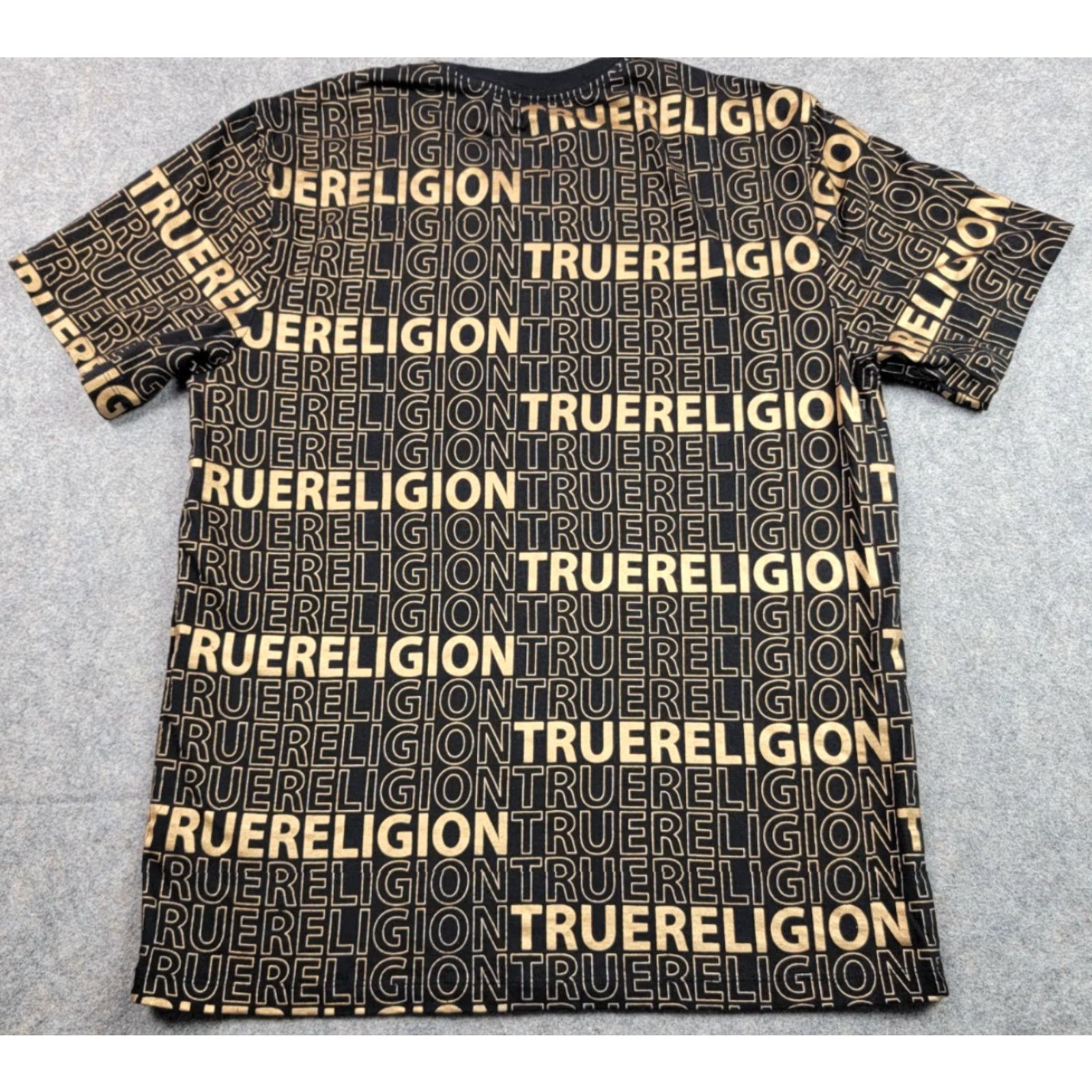 True Religion True Religion Shirt Mens Large Black Logo All Over Text Pullover Shirt Size US L / EU 52-54 / 3 - 6 Thumbnail