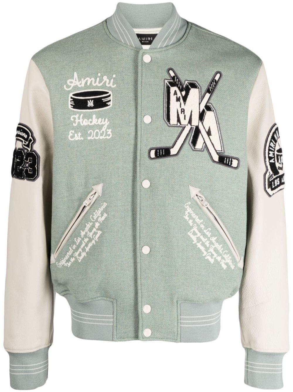 o1w1db11224 Logo-Appliqué Varsity Jacket in Multicolor