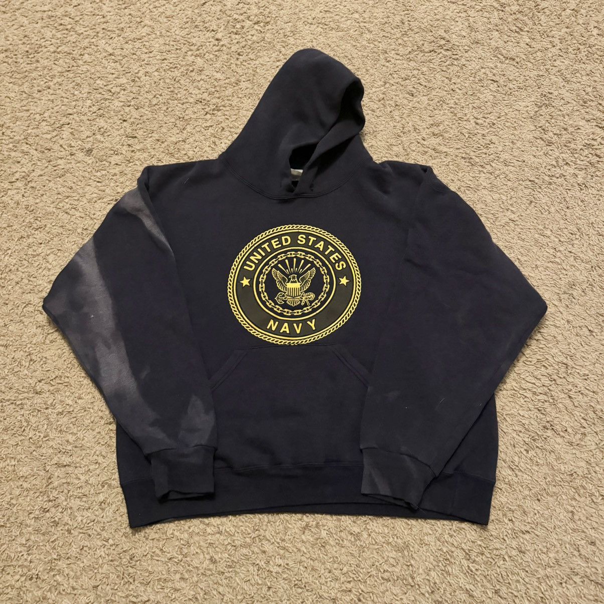 Vintage VINTAGE US NAVY SUN FADE HOODIE! Size US XL / EU 56 / 4 - 1 Thumbnail