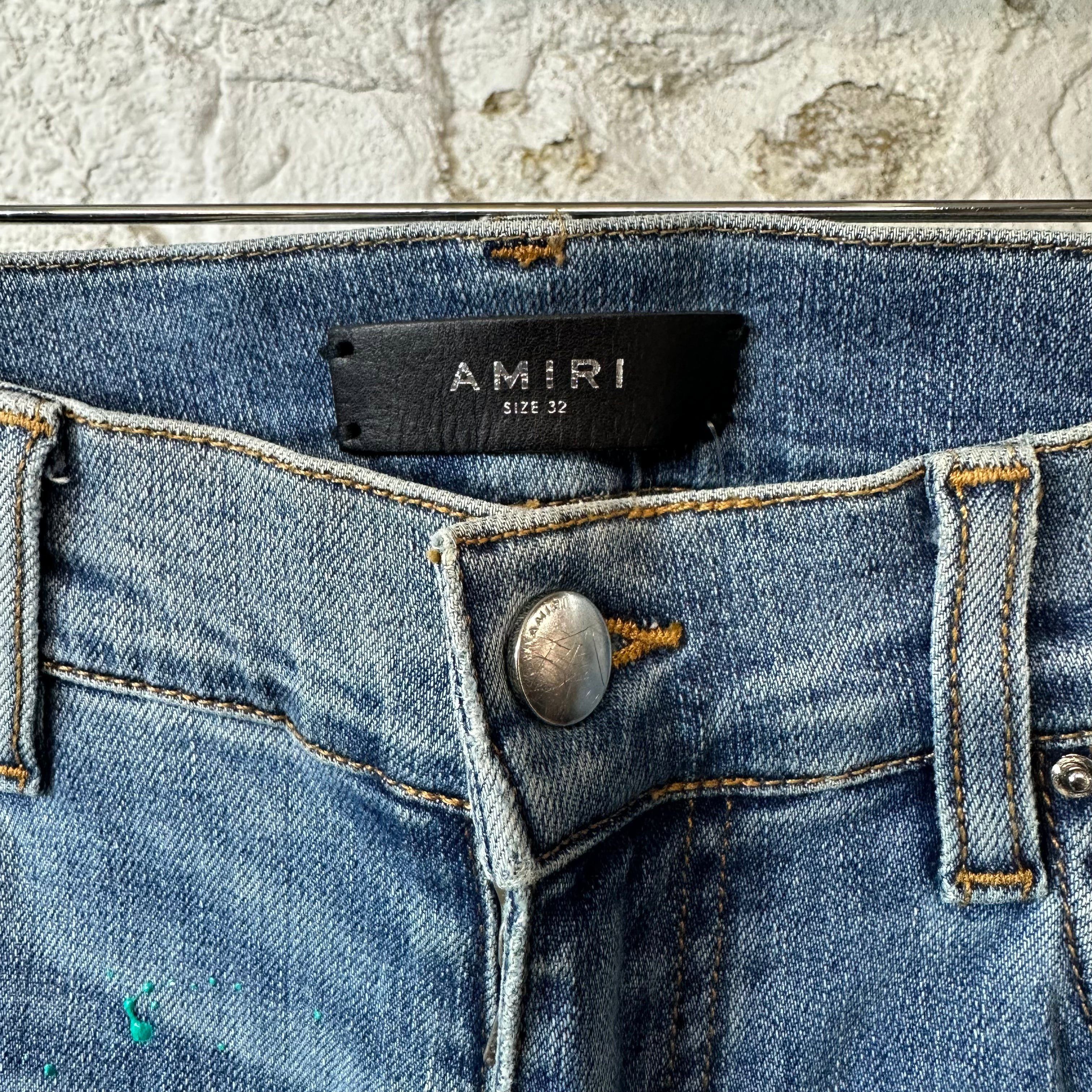 Amiri Amiri Knee Hole Paint Splatter Blue Denim Jeans Sz 32 Size US 32 / EU 48 - 3 Thumbnail