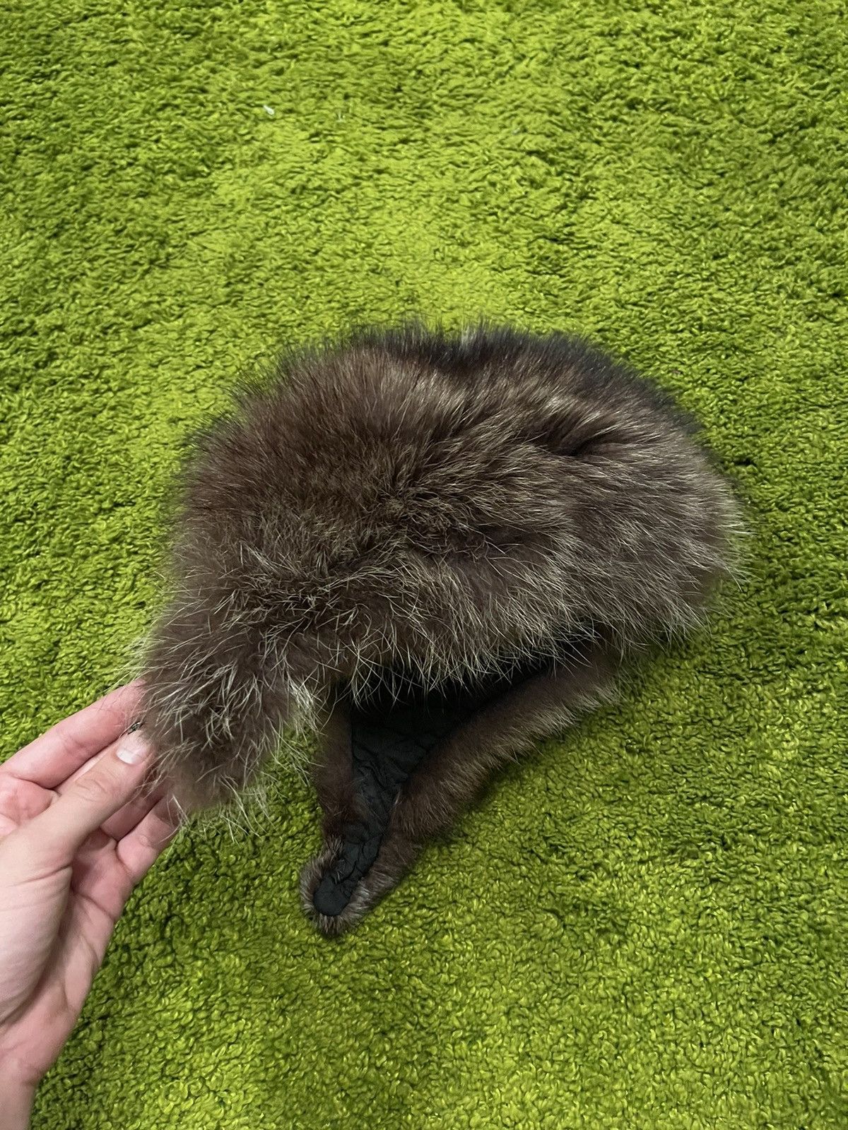 Designer × Vintage Real Fur fuzzy Ushanka trapper checker hat Y2K Size ONE SIZE - 2 Thumbnail