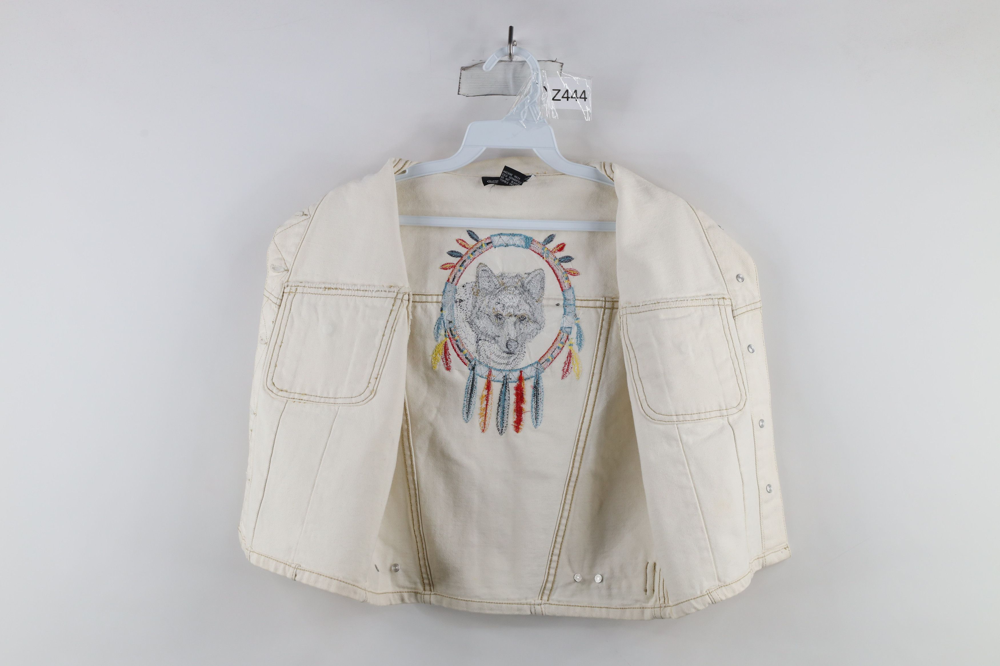 Vintage Vintage 90s Streetwear Wolf Cropped Denim Vest Jacket Size M / US 6-8 / IT 42-44 - 7 Thumbnail