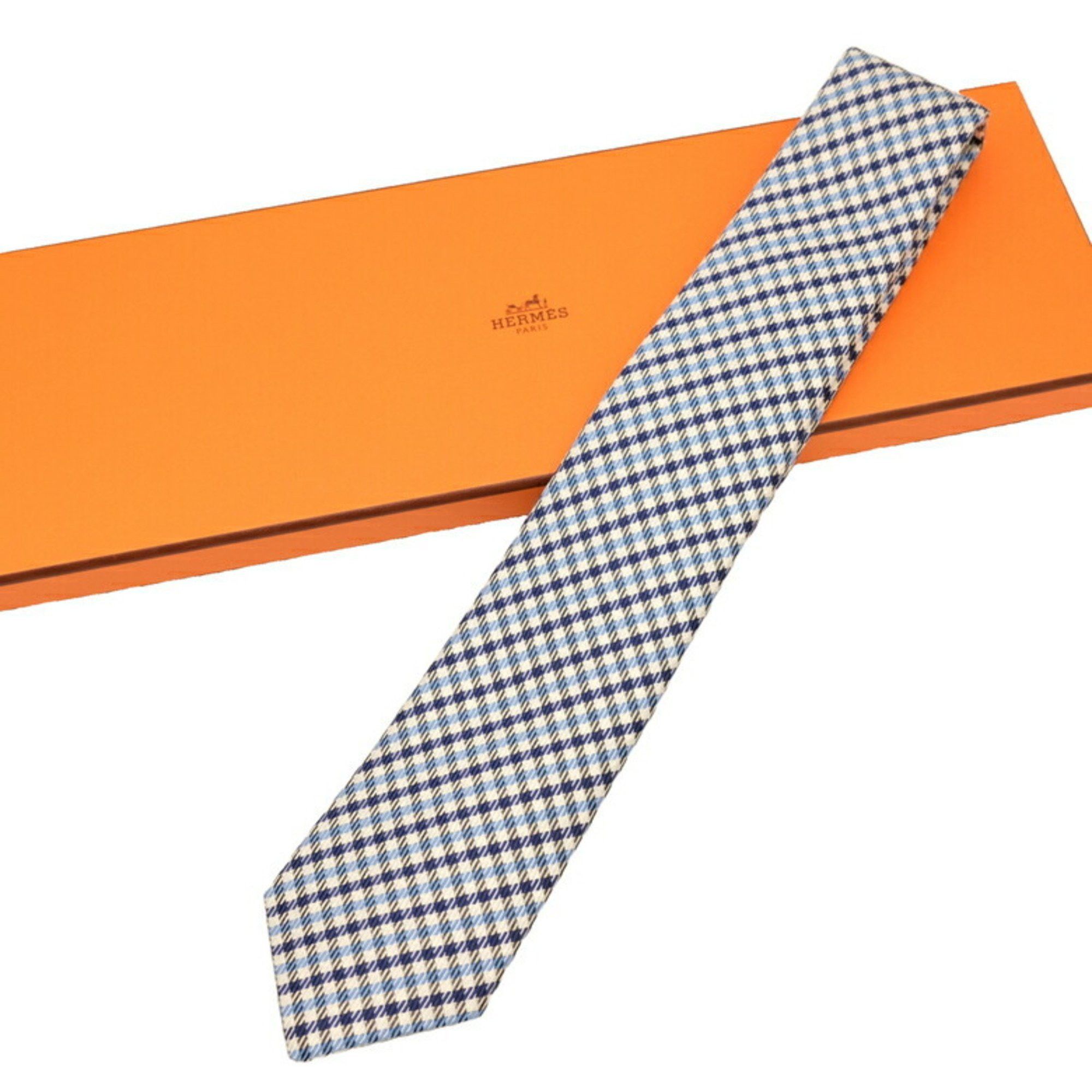 Hermes Hermes tie blue white check silk Size ONE SIZE - 1 Thumbnail