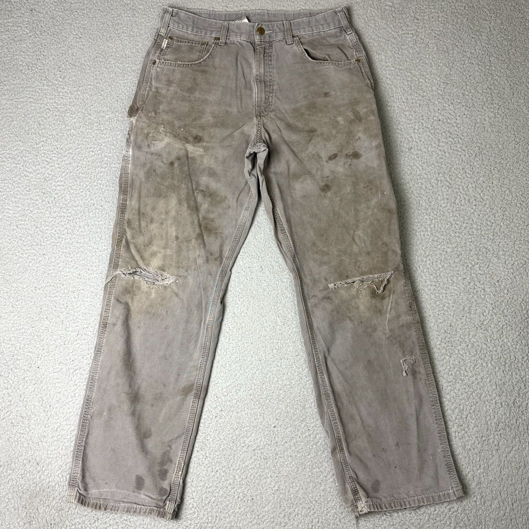 Carhartt Carhartt Pants Mens 33x32 Gray Relaxed Fit Carpenter Size US 33 - 2 Thumbnail
