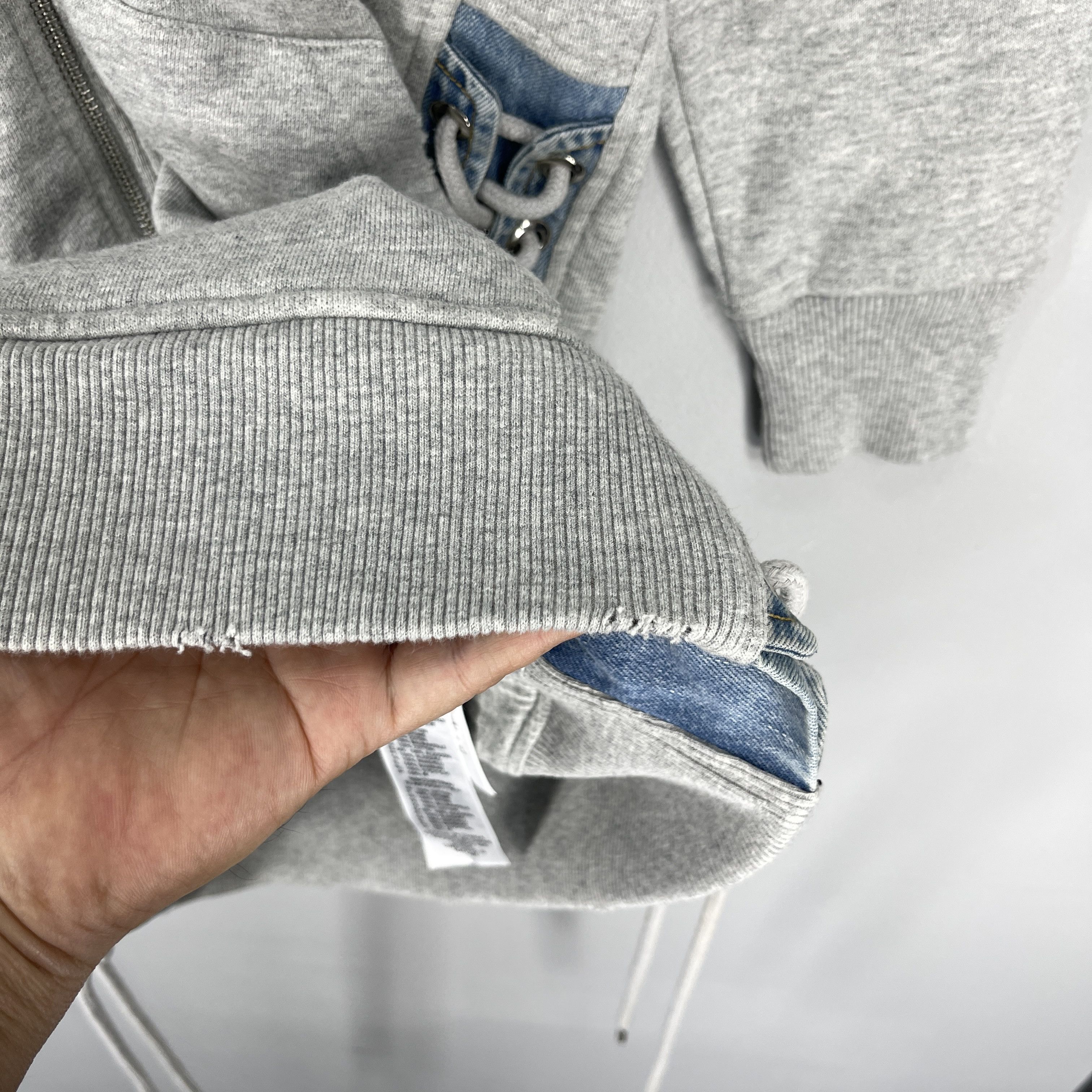 Diesel Diesel Longline Zip-Up Hoodie with Denim Lace-Up Sides Size M / US 6-8 / IT 42-44 - 10 Thumbnail