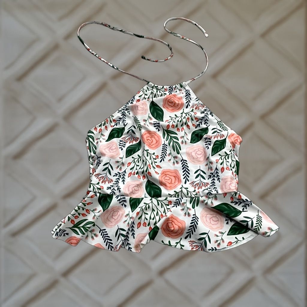 Shein SheIn Top Adult L Multicolor Halter Tankini Backless Ruffles Beach Swimwear Womens Size L / US 10 / IT 46 - 1 Thumbnail