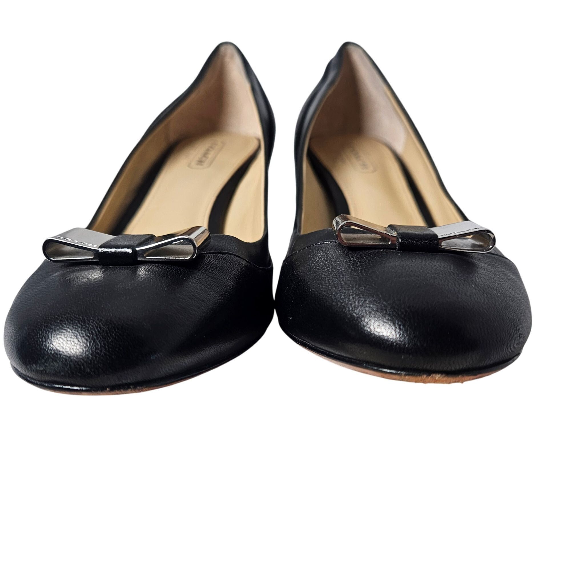 Coach Women’s Black Leather Wedge Heels 6.5B Quiet Luxury, O