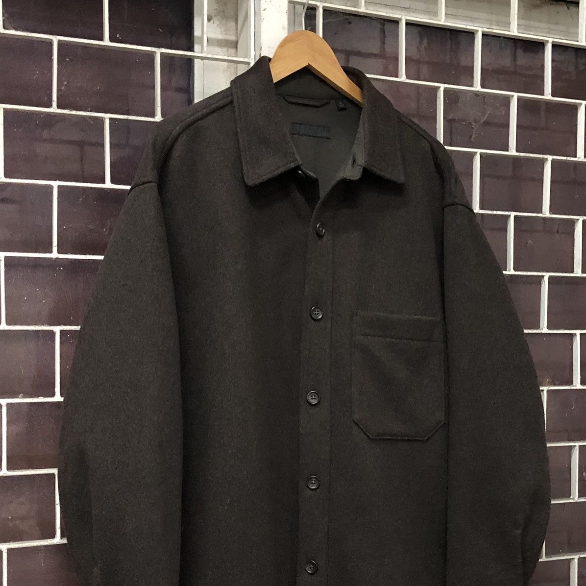 Uniqlo UNIQLO Dark Brown XL Shirt Blouson Wool Like Jacket Size US XL / EU 56 / 4 - 2 Thumbnail
