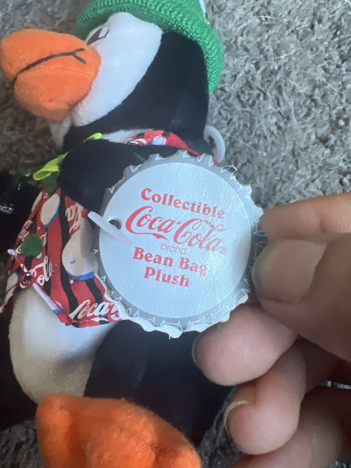 Coca Cola 1999 Coca-Cola Penguin In Striped Vest Bean Bag Plush Size ONE SIZE - 3 Thumbnail