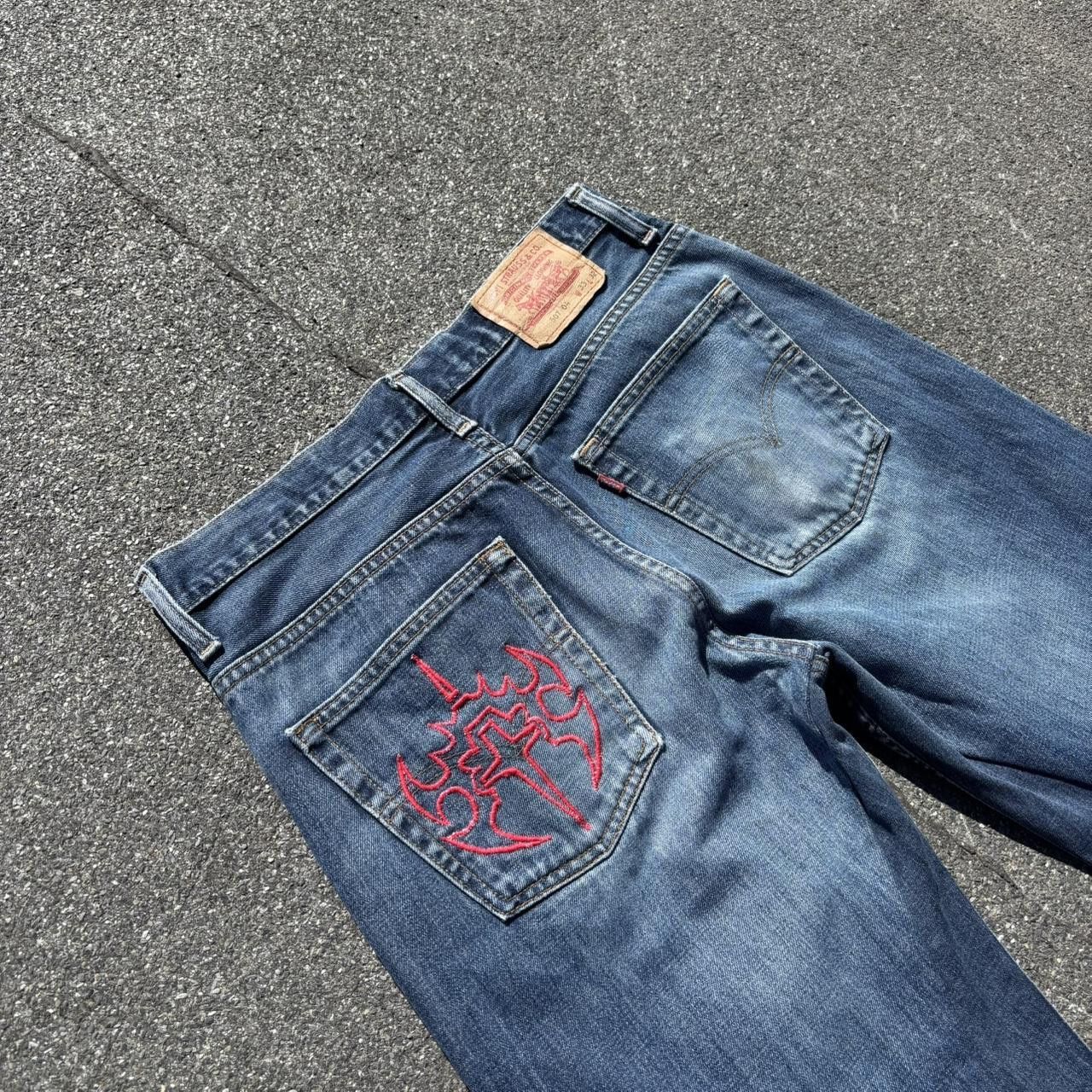 Affliction × Japanese Brand × Vintage jnco affliction style tribal embroidered jeans Size US 32 / EU 48 - 7 Thumbnail