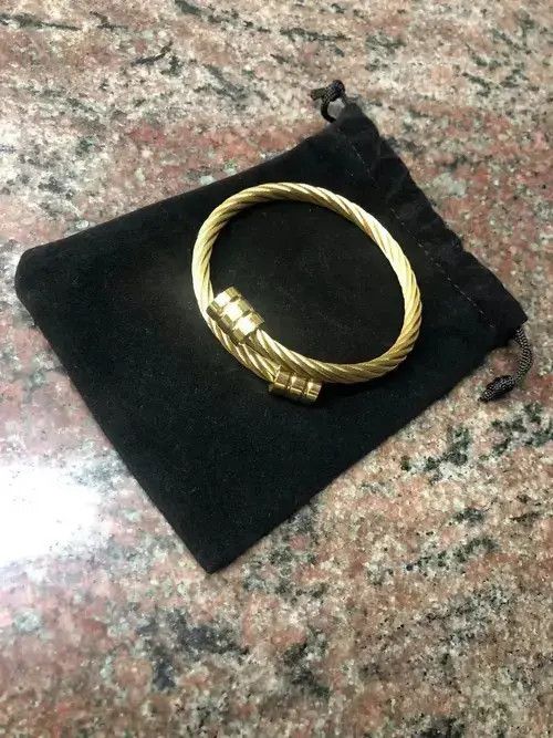 Other Hip Hop Stainless Steel Men Bangle Adjustable Open Cuff Size ONE SIZE - 1 Thumbnail
