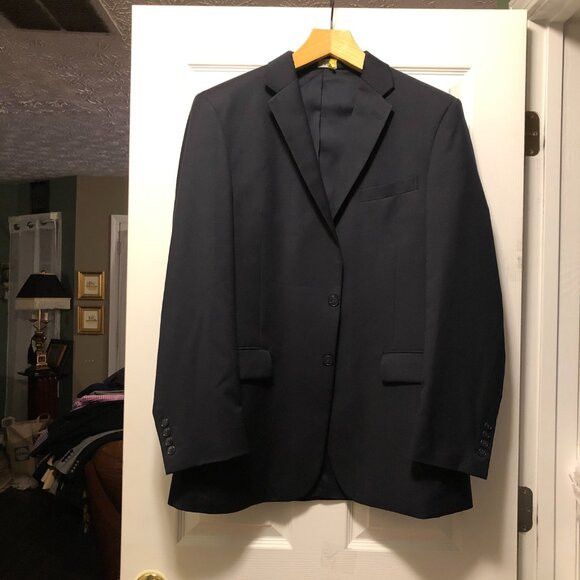 Jos. A. Bank jos.a.bank men's navy 100%wool sport coat jacket blazer 41L Size 40L - 2 Thumbnail