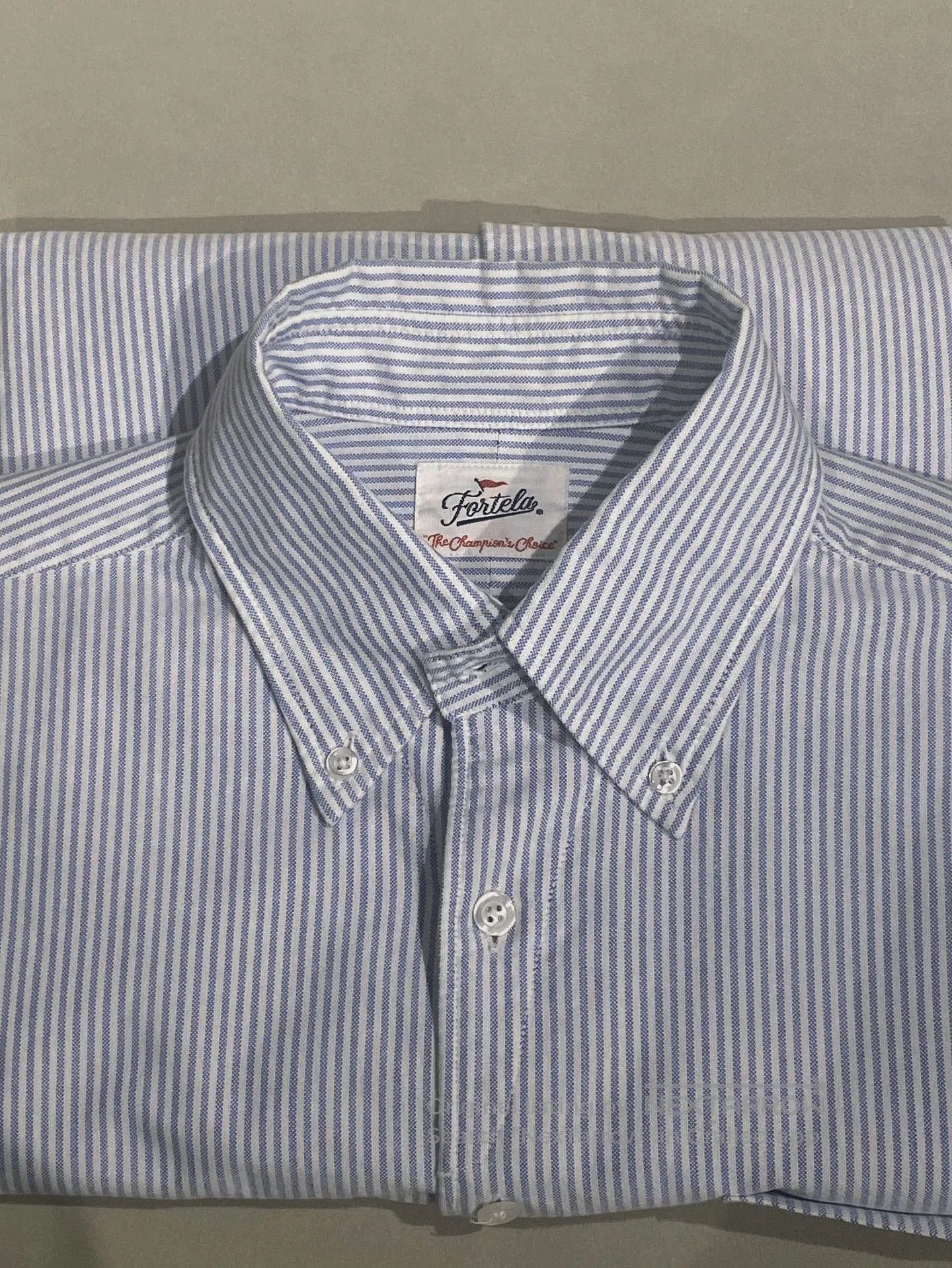 Fortela FORTELA Blue White Stripe Oxford Shirt. Size US M / EU 48-50 / 2 - 3 Thumbnail