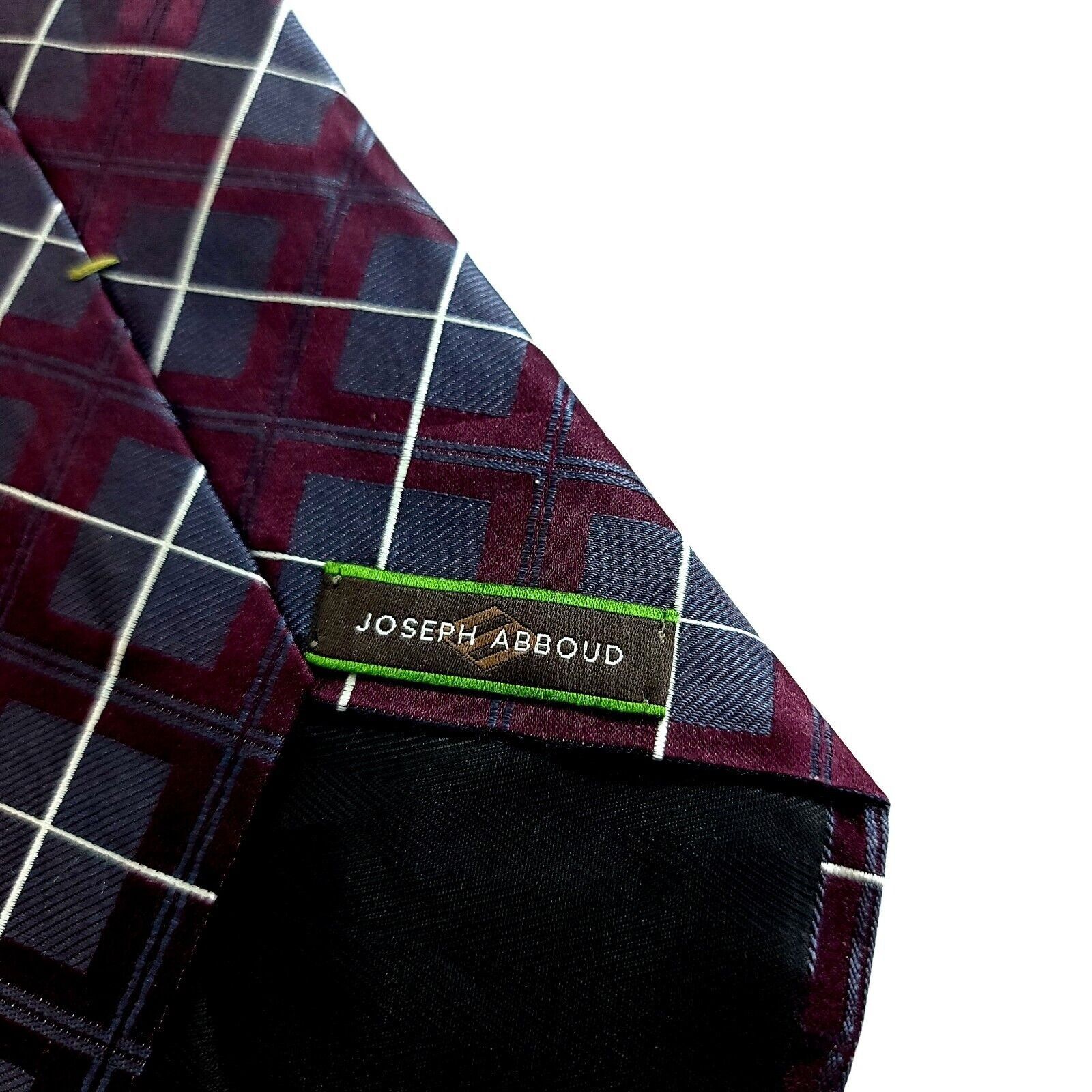 Joseph Abboud Joseph Abboud Red Gray Plaid Woven Silk Tie Size ONE SIZE - 3 Thumbnail