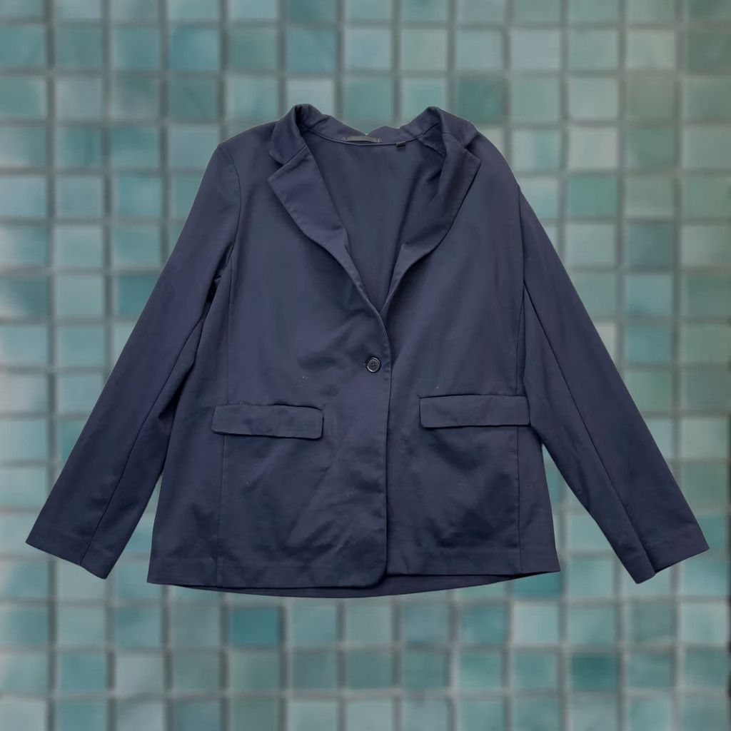Uniqlo Uniqlo Blazer Jacket Womens M Blue Stretch Lightweight Regular Notch Lapel Button Pockets Solid Short Coat Business Casual Workwear Size M / US 6-8 / IT 42-44 - 1 Thumbnail