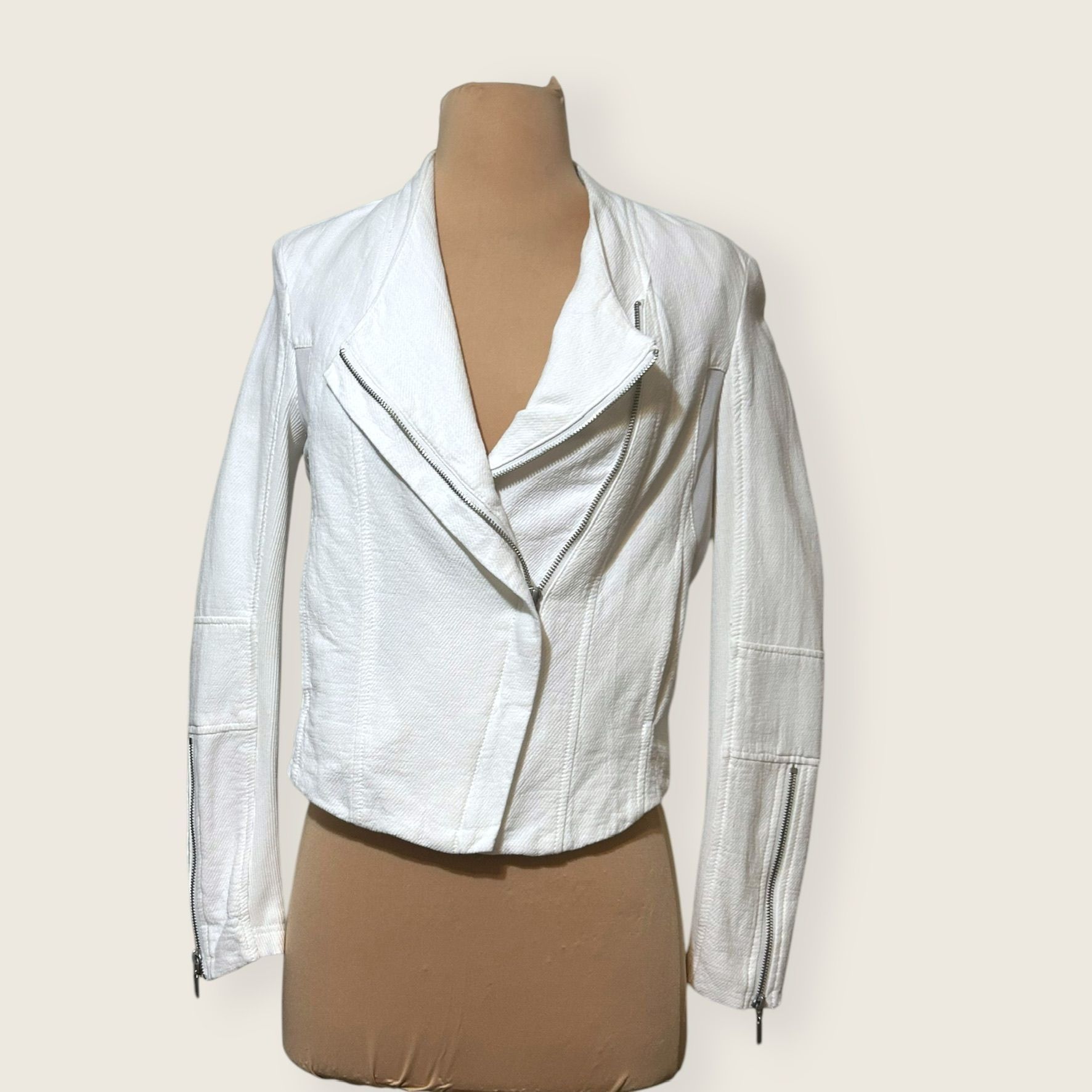 BLANKNYC BlankNYC White Windy City Moto Jacket XS Mesh Jacquard Summe Size XS / US 0-2 / IT 36-38 - 4 Thumbnail