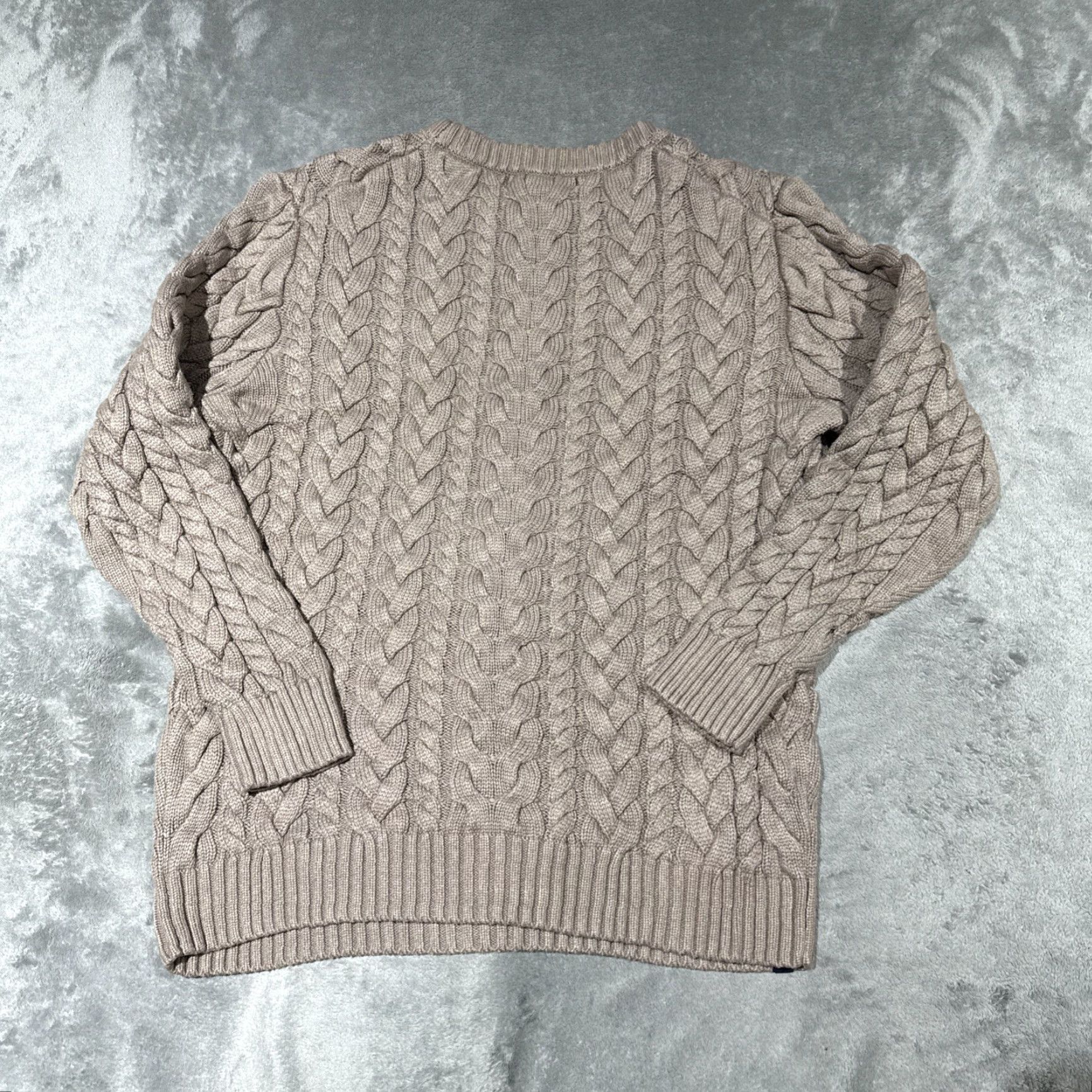 Mizzen+Main MIZZEN + MAIN Redford Cable Knit Crewneck Sweater Mens Size M Beige Size US M / EU 48-50 / 2 - 6 Thumbnail