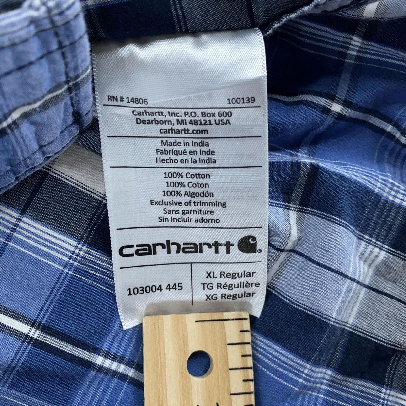 Carhartt Carhartt Shirt Mens XL Relaxed Fit Plaid Short Sleeve Button-Up Blue Decked Cotton Work Vintage: No Size US XL / EU 56 / 4 - 7 Thumbnail