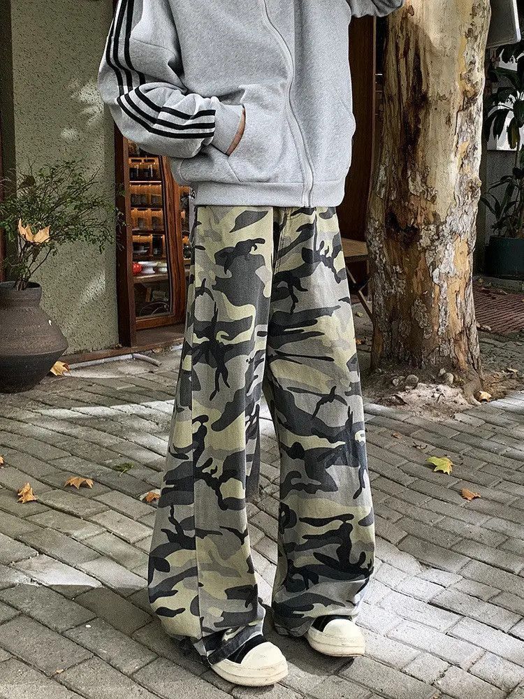 Japanese Brand Retro loose camouflage straight leg jeans Size US 32 / EU 48 - 5 Thumbnail