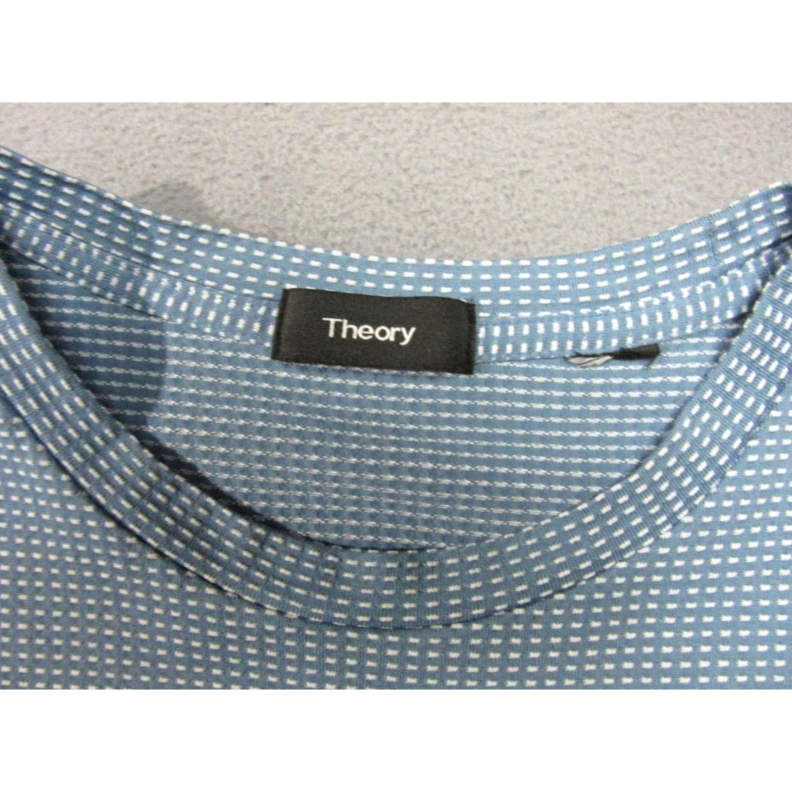 Theory Theory Shirt Mens Large Blue White Geometric Crewneck Tee Lightweight Casual Size US L / EU 52-54 / 3 - 2 Thumbnail