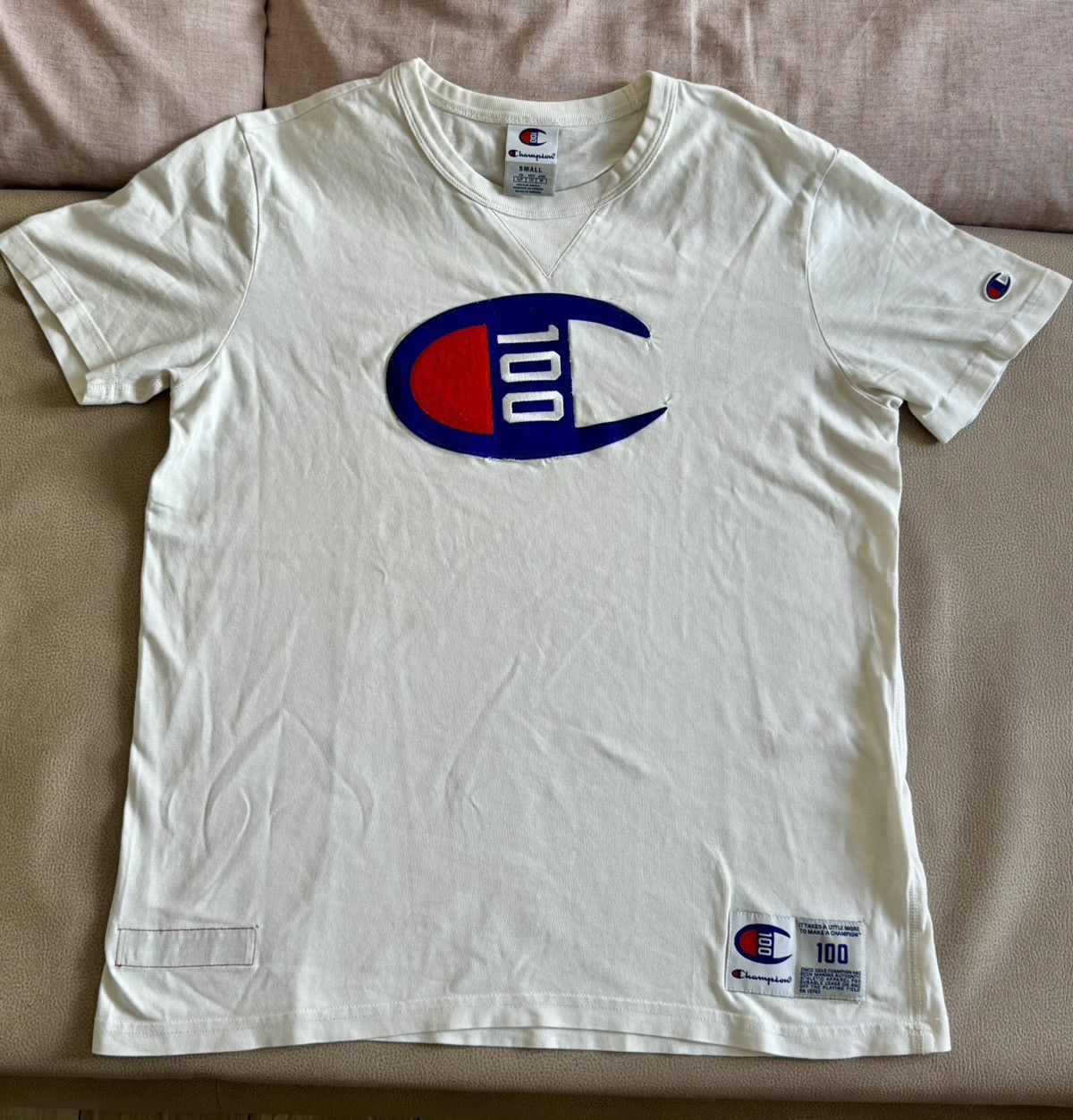 Champion Champion 100th Anniversary Chenille Logo Tee - White (Rare) Size US S / EU 44-46 / 1 - 1 Thumbnail