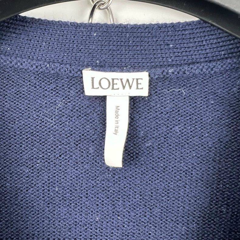Loewe LOEWE Dark Blue Embroidered Small Logo Knit Cardigan Size S / US 4 / IT 40 - 3 Thumbnail