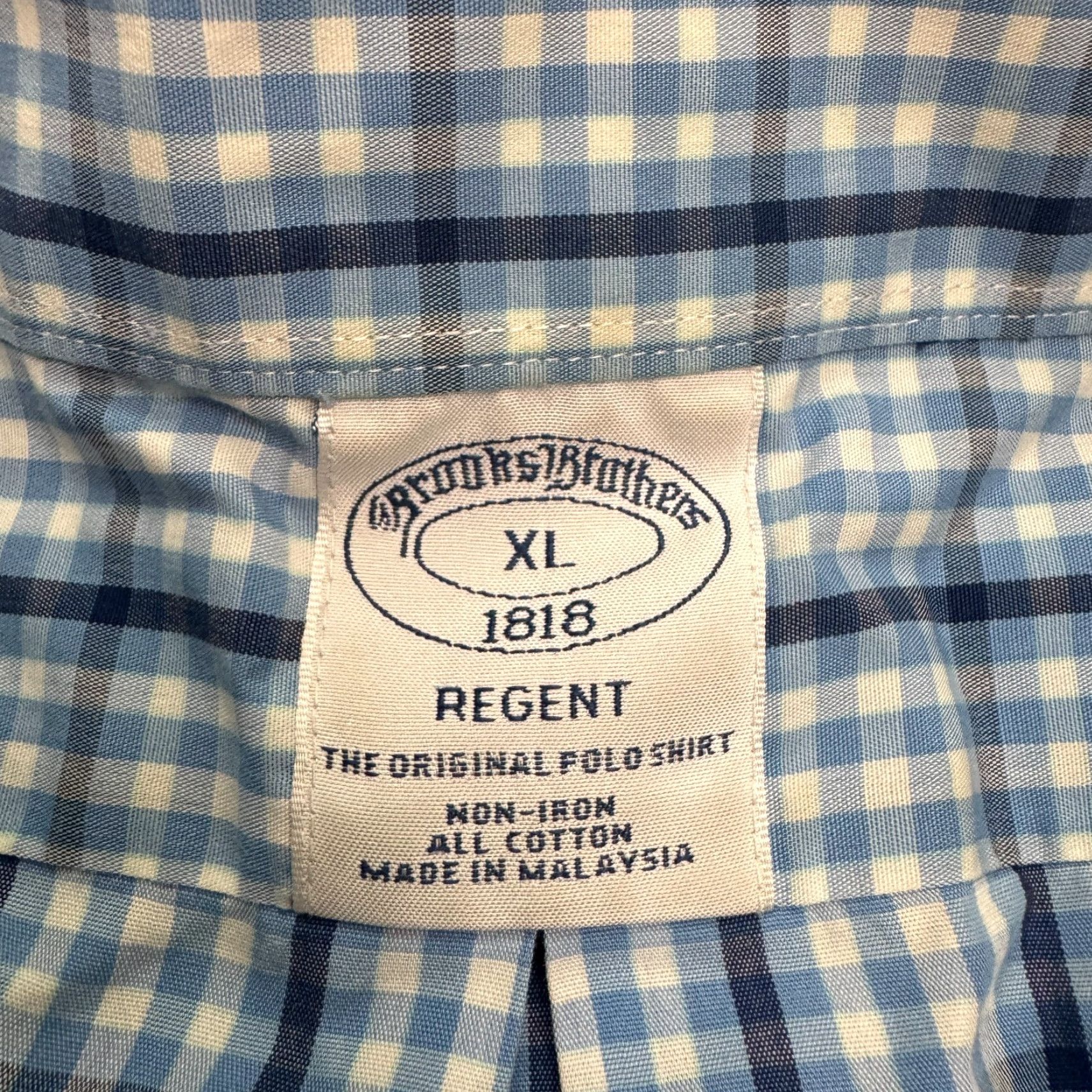 Brooks Brothers VINTAGE Brooks Brothers 1818 Regent Polo Shirt Mens XL Blue Plaid Button-Down Non-Iron Classic Shirt Mens XL Blue Plaid Size US XL / EU 56 / 4 - 6 Thumbnail
