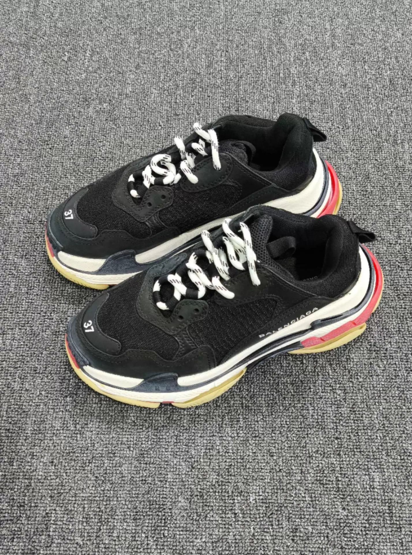 Balenciaga Balenciaga Women's Black Red Dad Sneakers 37 Size US 7 / IT 37 - 2 Thumbnail