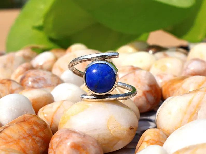 Handmade Lapis Lazuli Ring, Handmade Jewelry, Sterling Silver Ring Size ONE SIZE - 2 Thumbnail