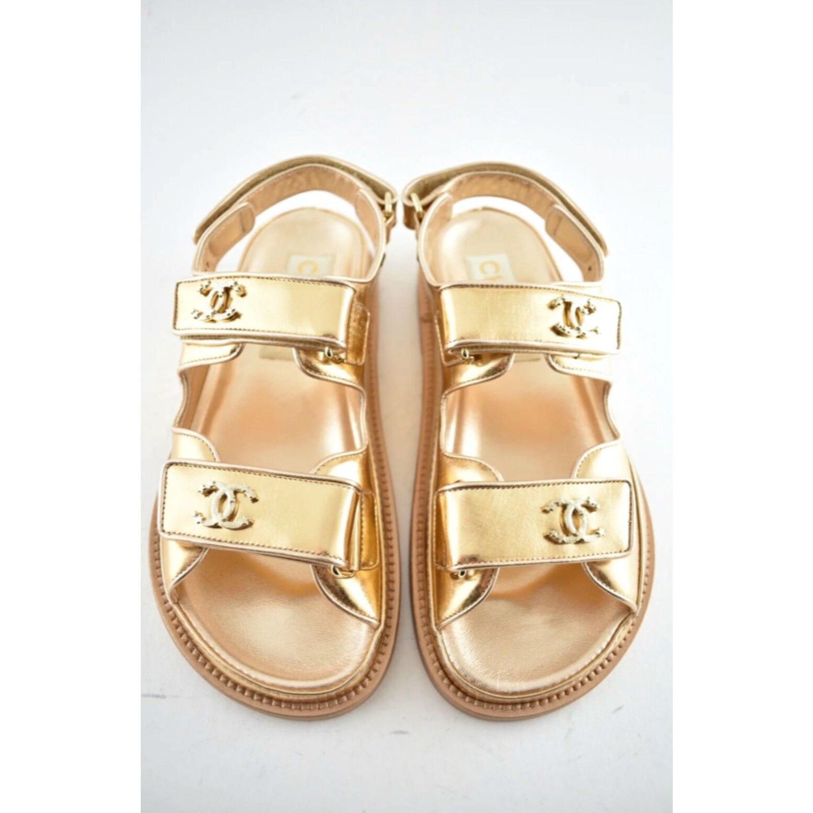 Chanel Chanel 22C Golden Gold Laminated CC Logo Mule Slide Size US 5.5 / IT 35.5 - 2 Thumbnail