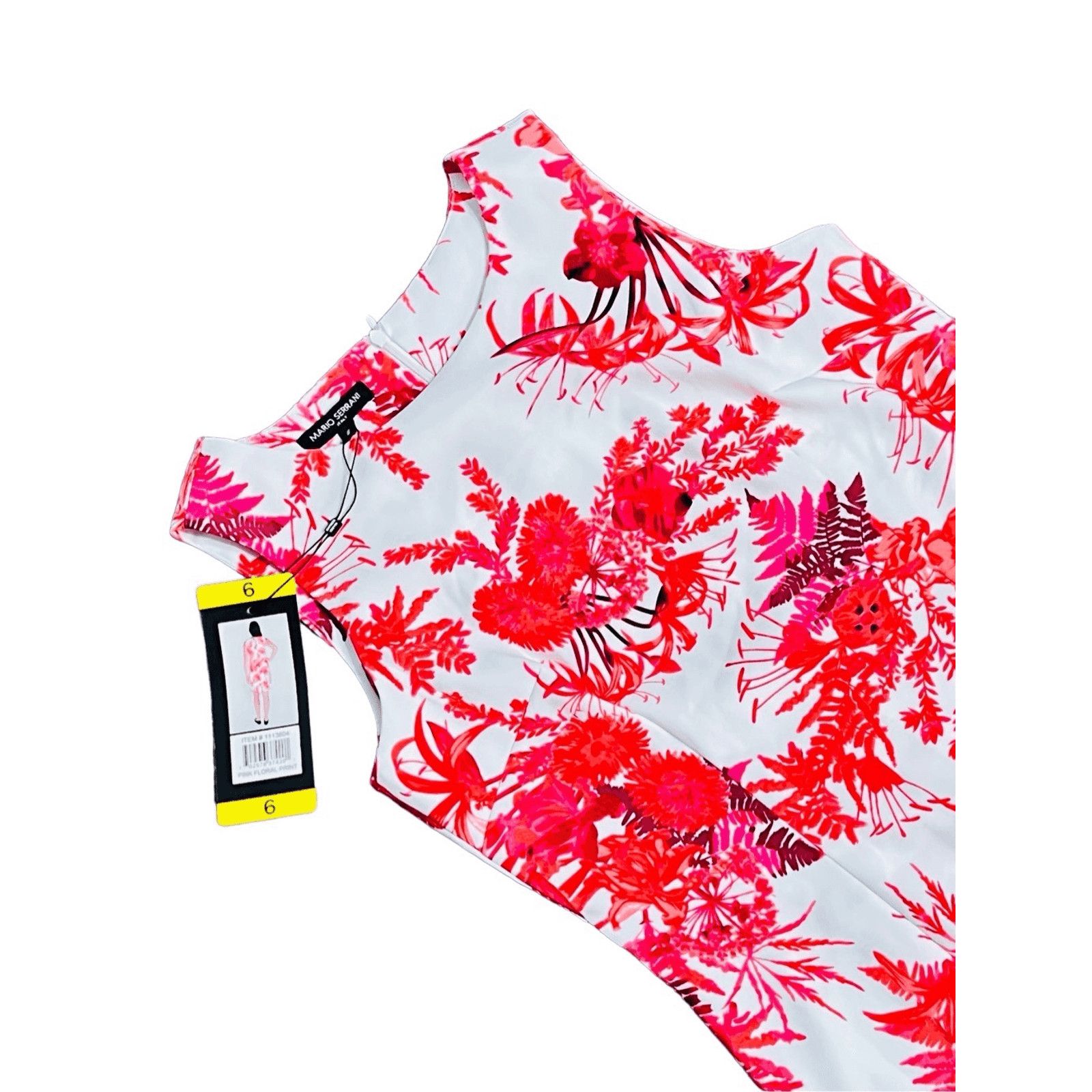 Other Mario Serrani Italy Pink White Floral Sheath Dress 6 NWT Size M / US 6-8 / IT 42-44 - 3 Thumbnail