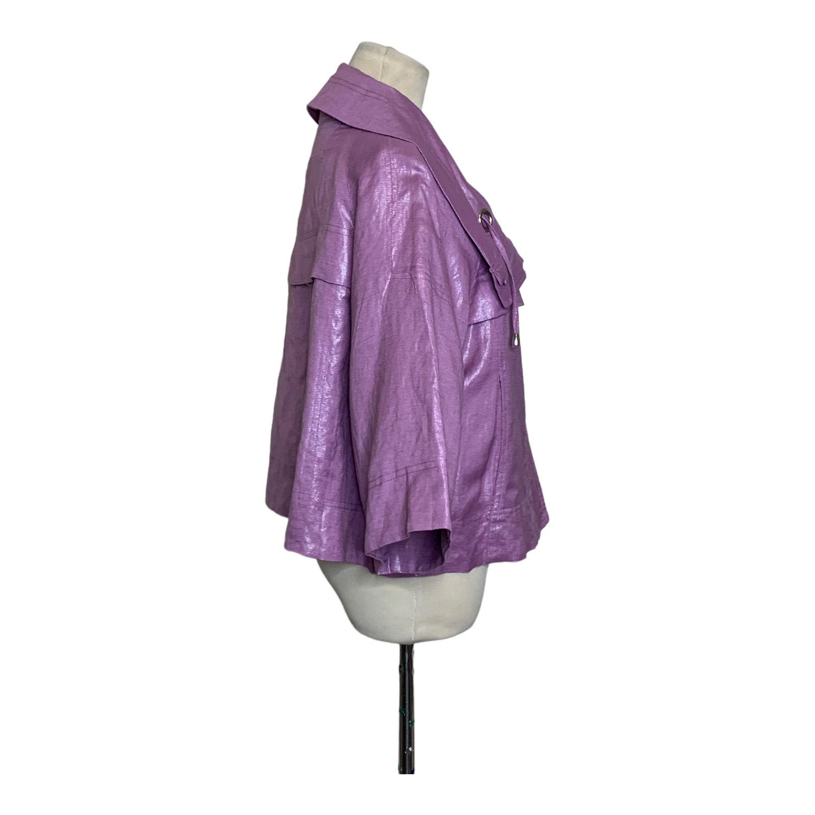 Sandro Sandro purple 3/4 sleeves zipper jacket size Large Size L / US 10 / IT 46 - 6 Thumbnail