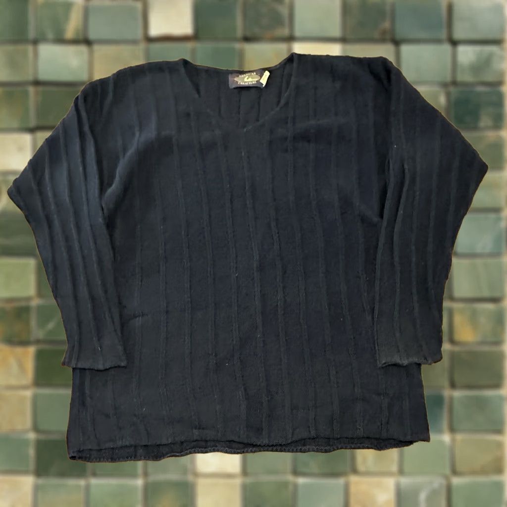 Vintage American Tradition Vintage Cotton Knit Sweater Medium Made In USA Textured Navy Size US M / EU 48-50 / 2 - 1 Thumbnail