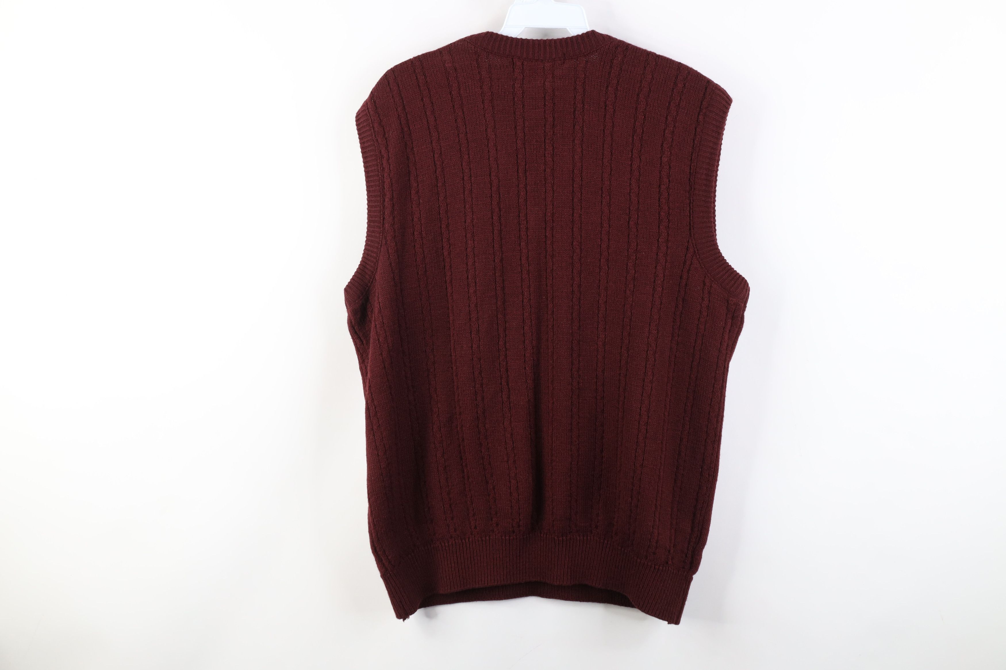 Vintage Vintage 70s Streetwear Cable Knit Sweater Vest Burgundy Size US M / EU 48-50 / 2 - 9 Thumbnail