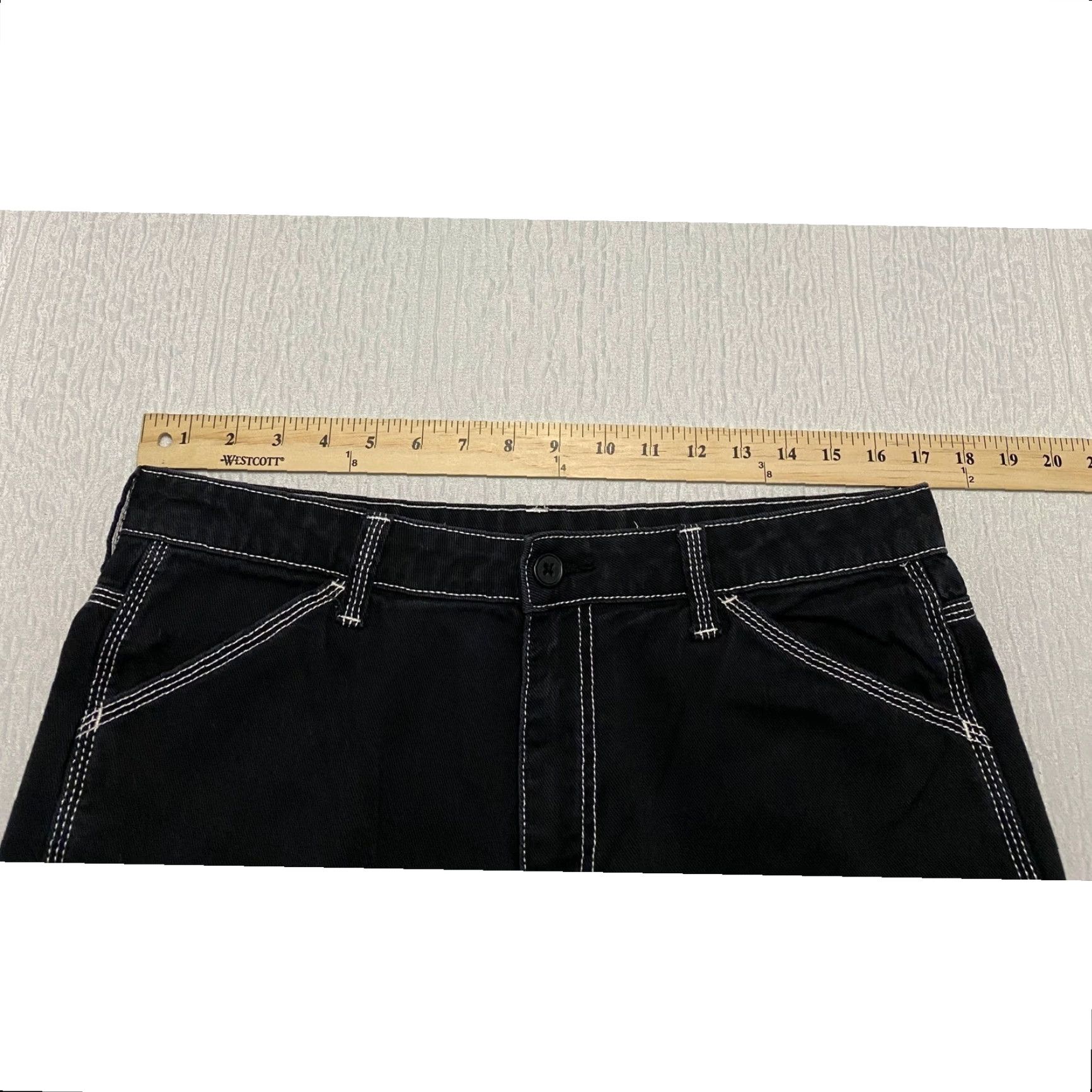 H&M H&M Divided Women's Black Wide Leg Cargo Jeans Contrast Stitch Size 34 Size 24" / US 00 / IT 34 - 5 Thumbnail