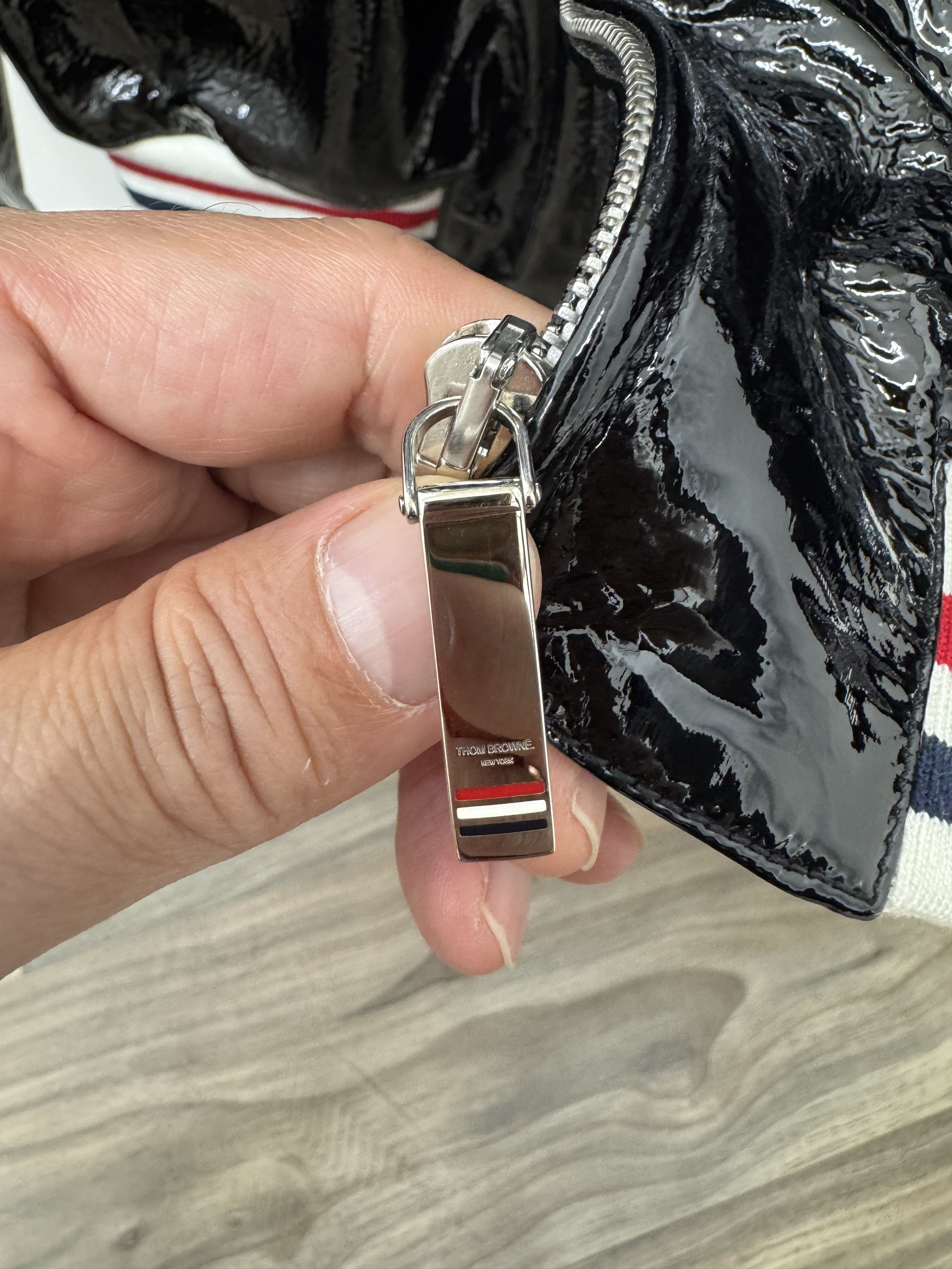 Thom Browne Fitted Varsity Jacket W/Front Zip in Patent Leather Size US M / EU 48-50 / 2 - 5 Thumbnail