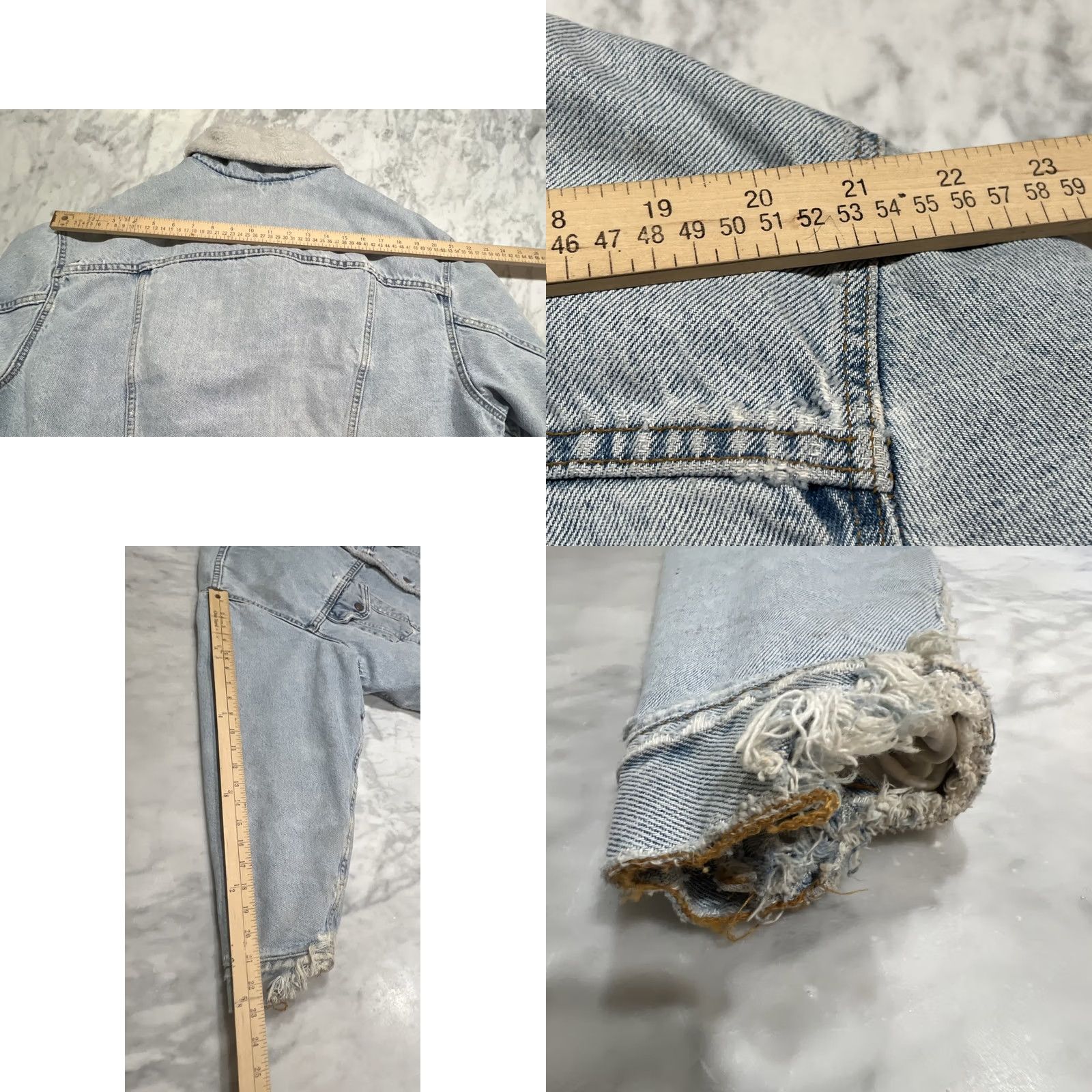 Levi's VINTAGE Levi’s Denim Trucker Jacket Men Large Sherpa Lined Thrashed Made USA Size US L / EU 52-54 / 3 - 9 Thumbnail