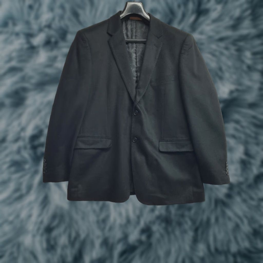 Vintage Adolfo Jacket Mens 42R Black 100% Cashmere 2 Button Blazer Solid All Occassion Regular Size 42 Black Mens Size 42R - 1 Thumbnail