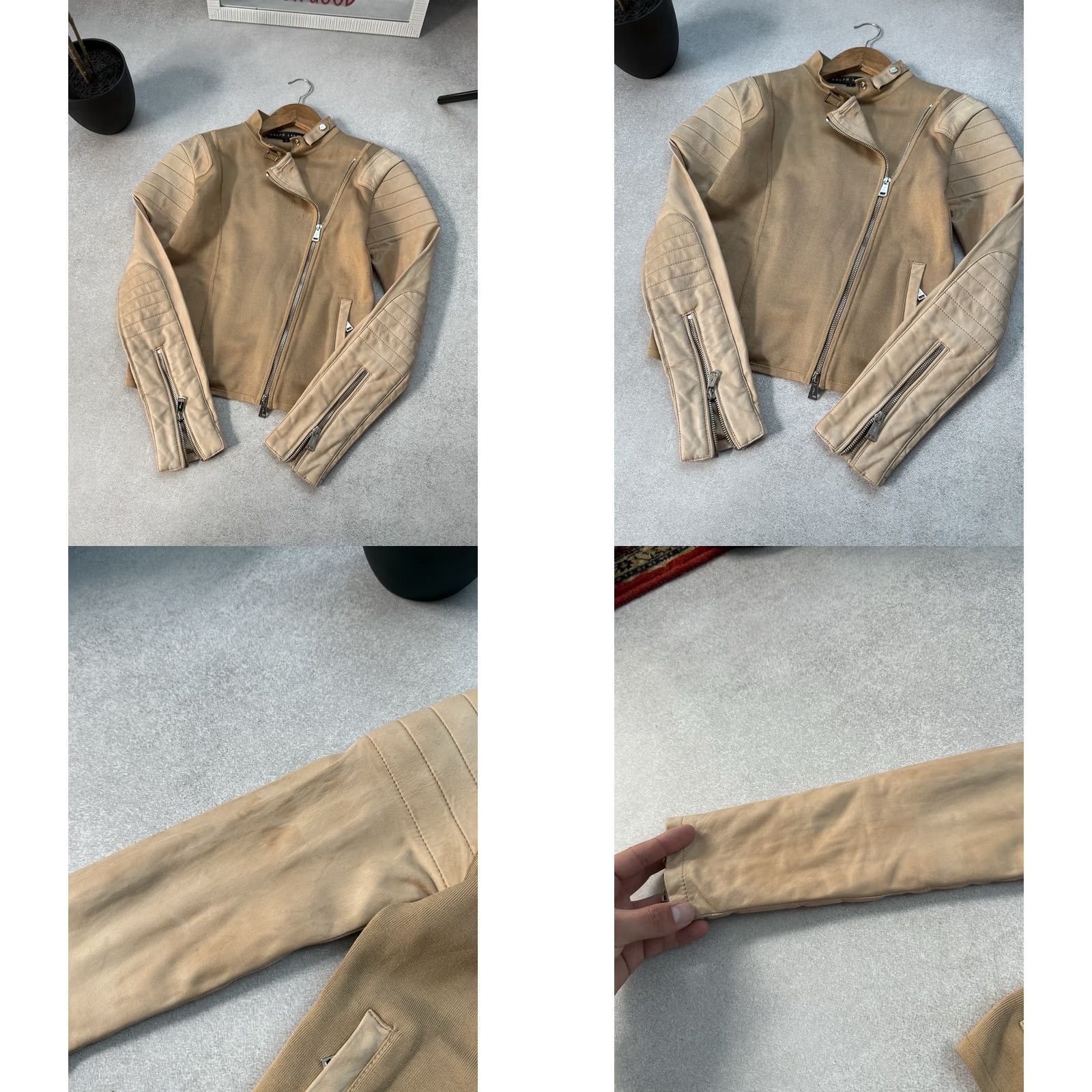 Ralph Lauren VINTAGE Ralph Lauren Leather Biker Jacket Womens Beige Size S Size S / US 4 / IT 40 - 8 Thumbnail
