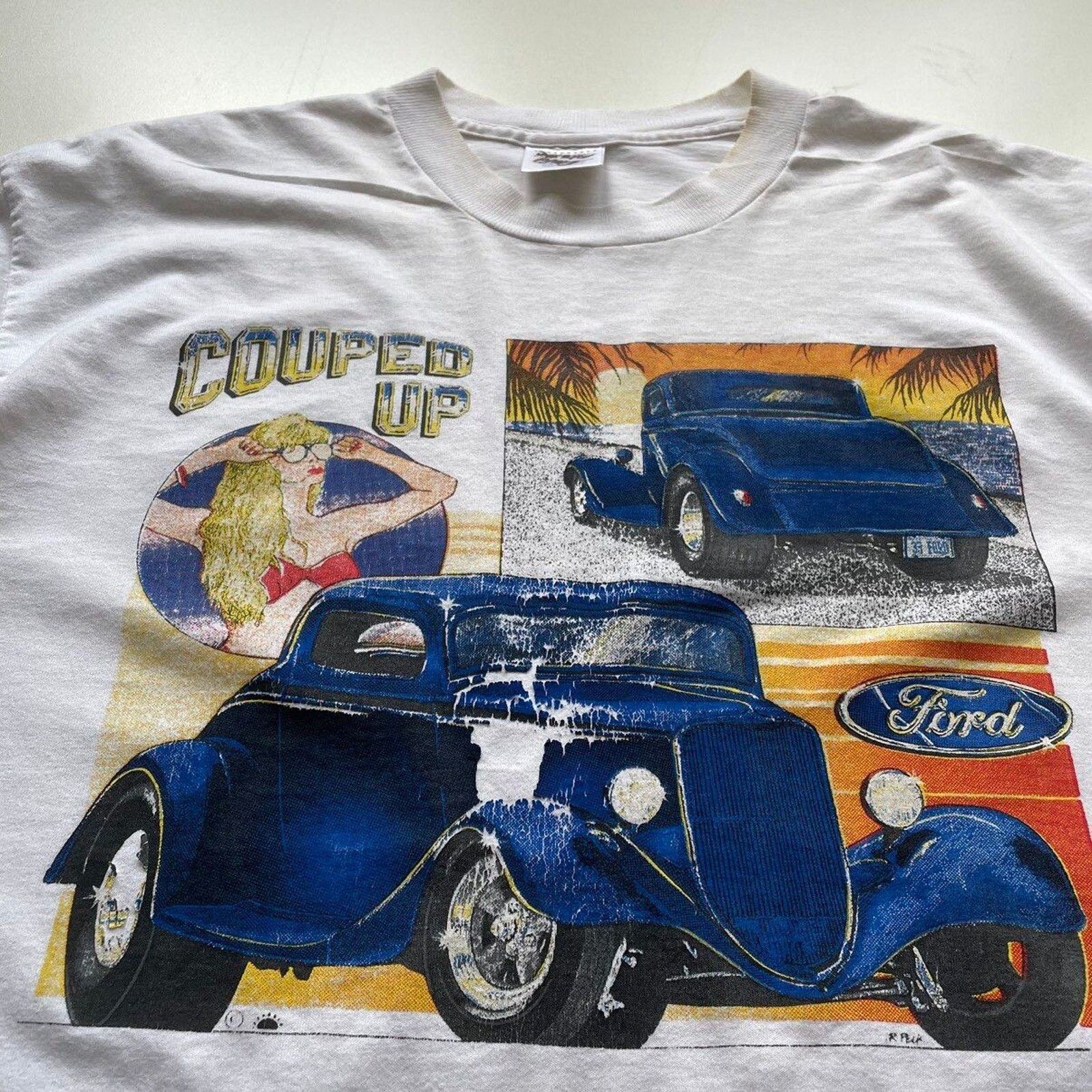 Ford Vintage 90s Ford Car Promo Art T Shirt Large Made In USA Size US L / EU 52-54 / 3 - 3 Thumbnail