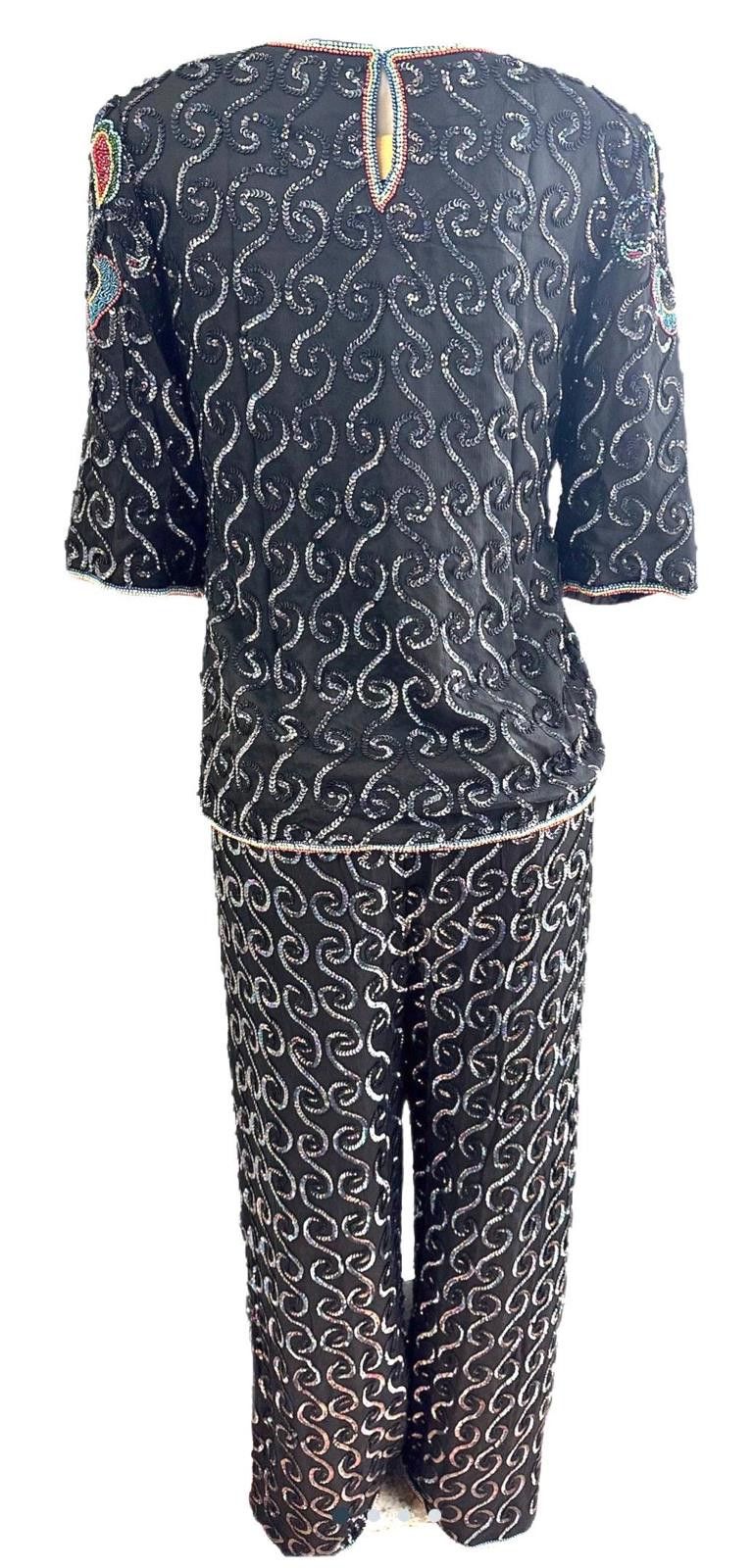 Other Sequin Top Black Multi with Matching Pants size 8 Size M / US 6-8 / IT 42-44 - 2 Thumbnail