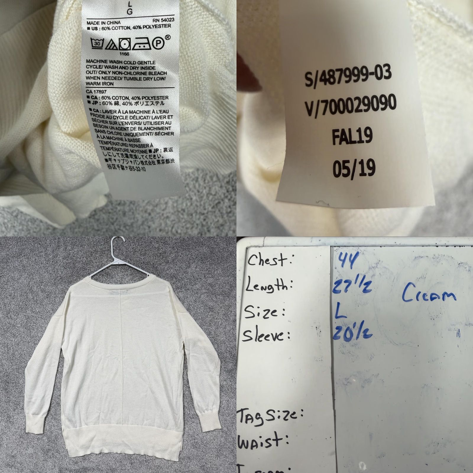Banana Republic Banana Republic Sweater Womens L White Crew Neck Clean Girl Minimalist Layering Size L / US 10 / IT 46 - 8 Thumbnail