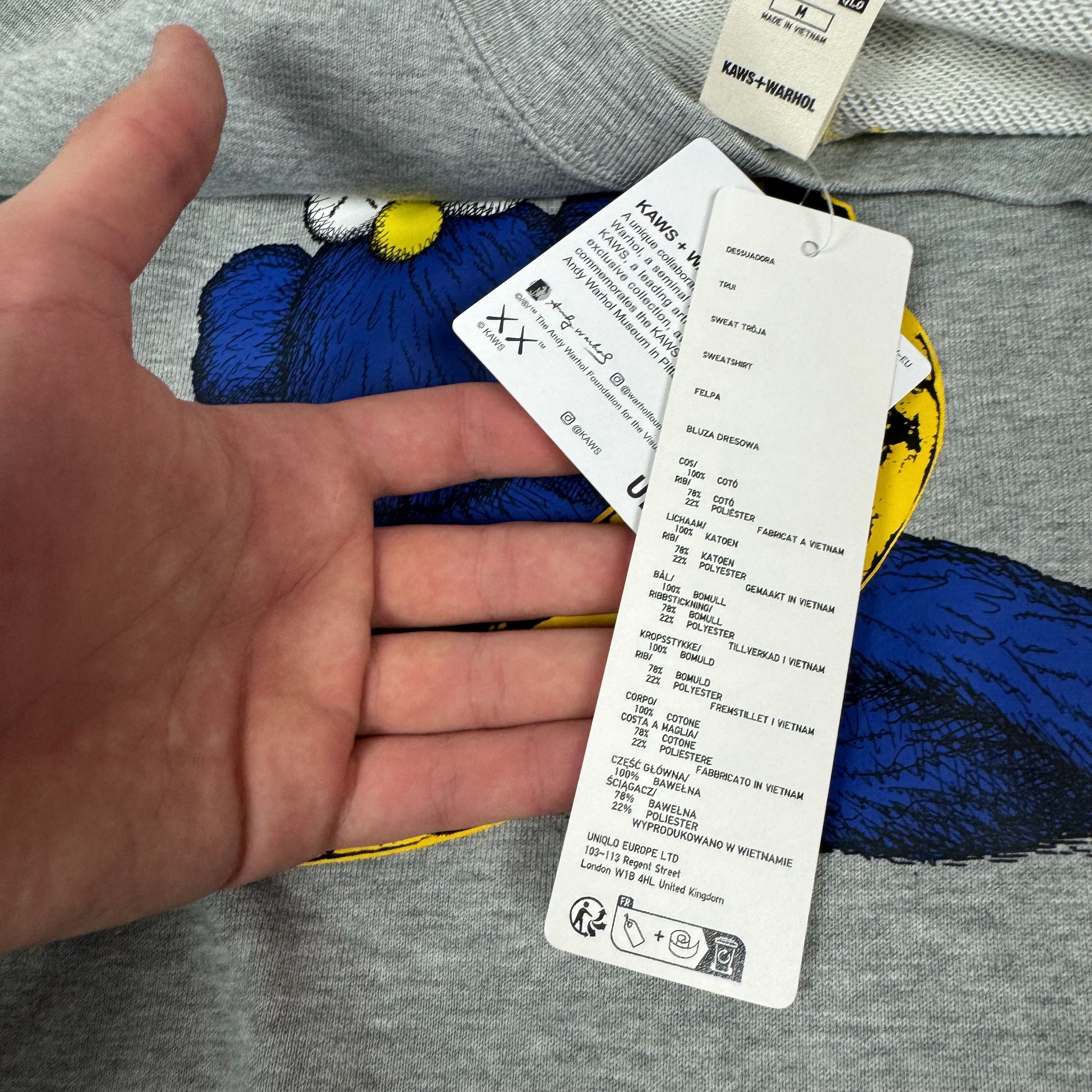 Kaws × Uniqlo Uniqlo KAWS + Warhol UT Men Gray Cotton Graphic Sweatshirt M Size US M / EU 48-50 / 2 - 9 Thumbnail