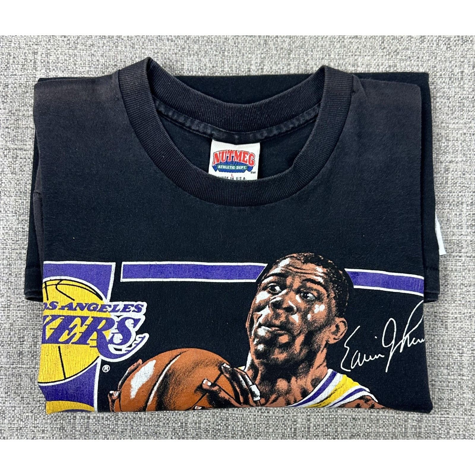 Nutmeg Los Angeles Lakers Shirt Sz L NBA Magic Johnson 90s Nutmeg Size US L / EU 52-54 / 3 - 16 Thumbnail