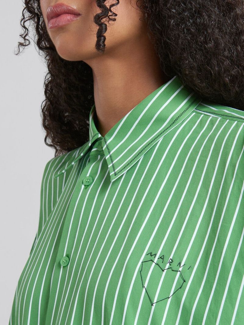 Marni o1f1d3z0126 Striped Organic Poplin Shirt in Green Size M / US 6-8 / IT 42-44 - 5 Thumbnail