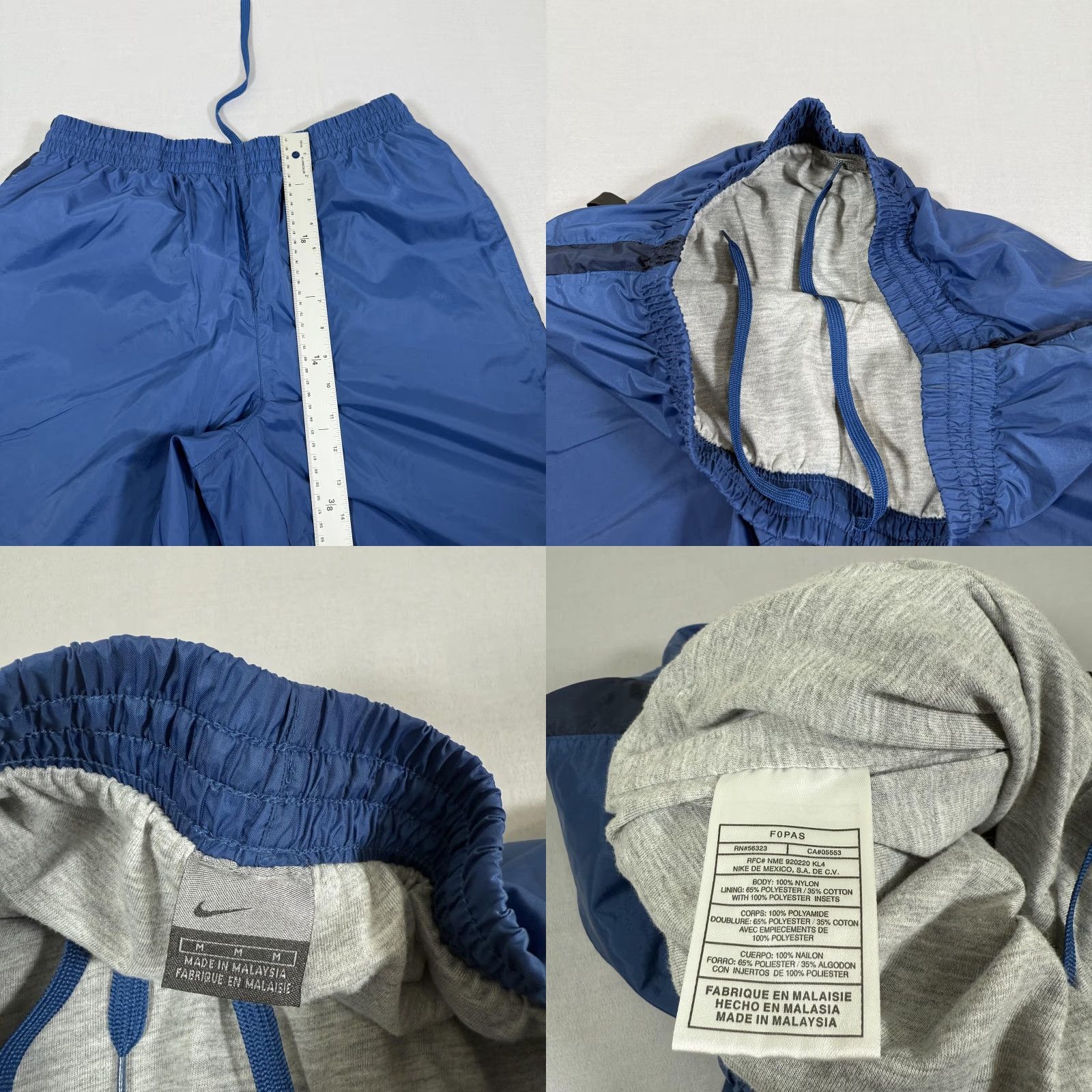 Nike VINTAGE Nike Pants Mens Medium Blue Track Windbreaker Lined Baggy Skate Gym Y2K Size US 31 - 8 Thumbnail
