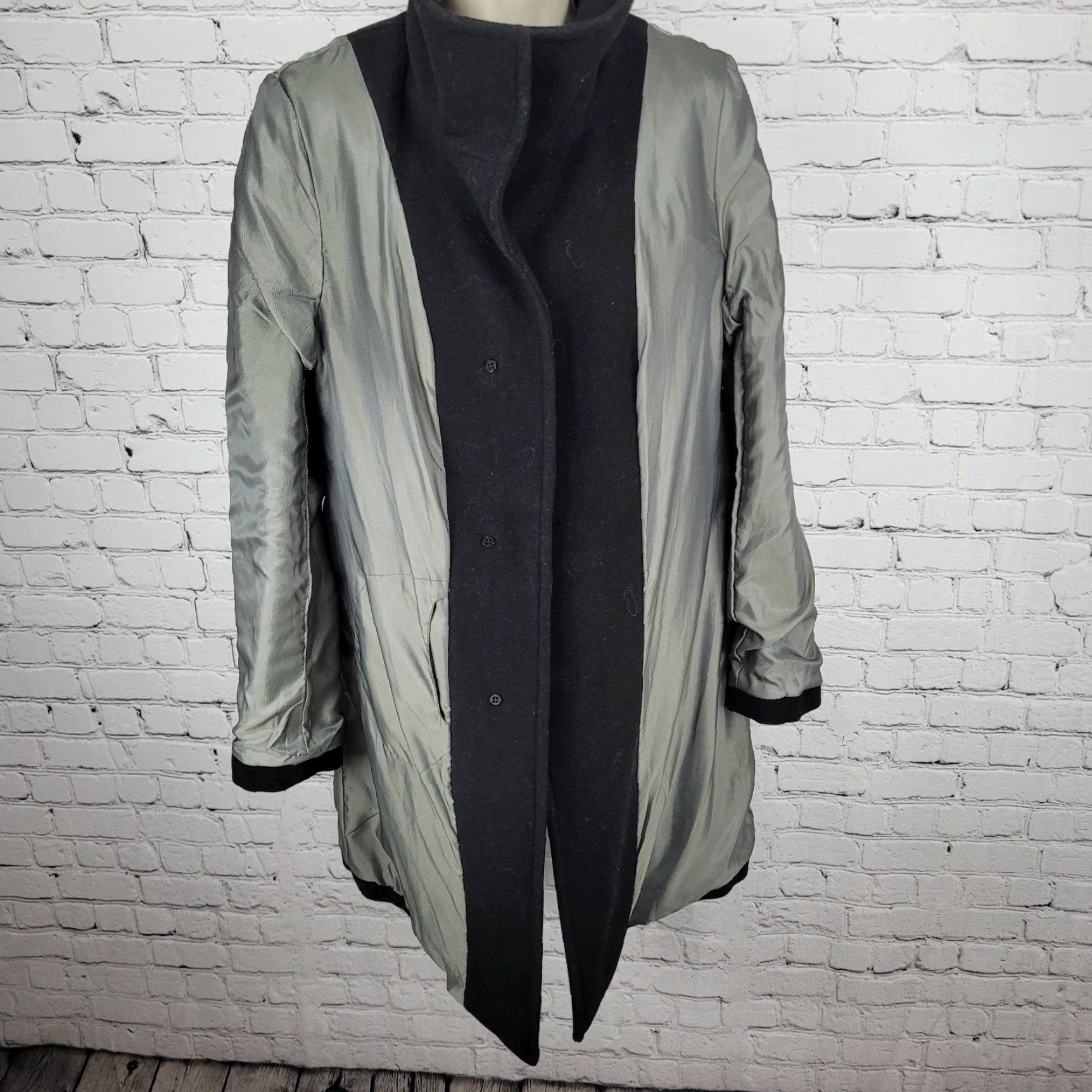 Vintage Marc New York Overcoat Womens Wool Blend Zip Pockets Lined Black 10 Size Mid-Length Buttoned Coat Size L / US 10 / IT 46 - 5 Thumbnail