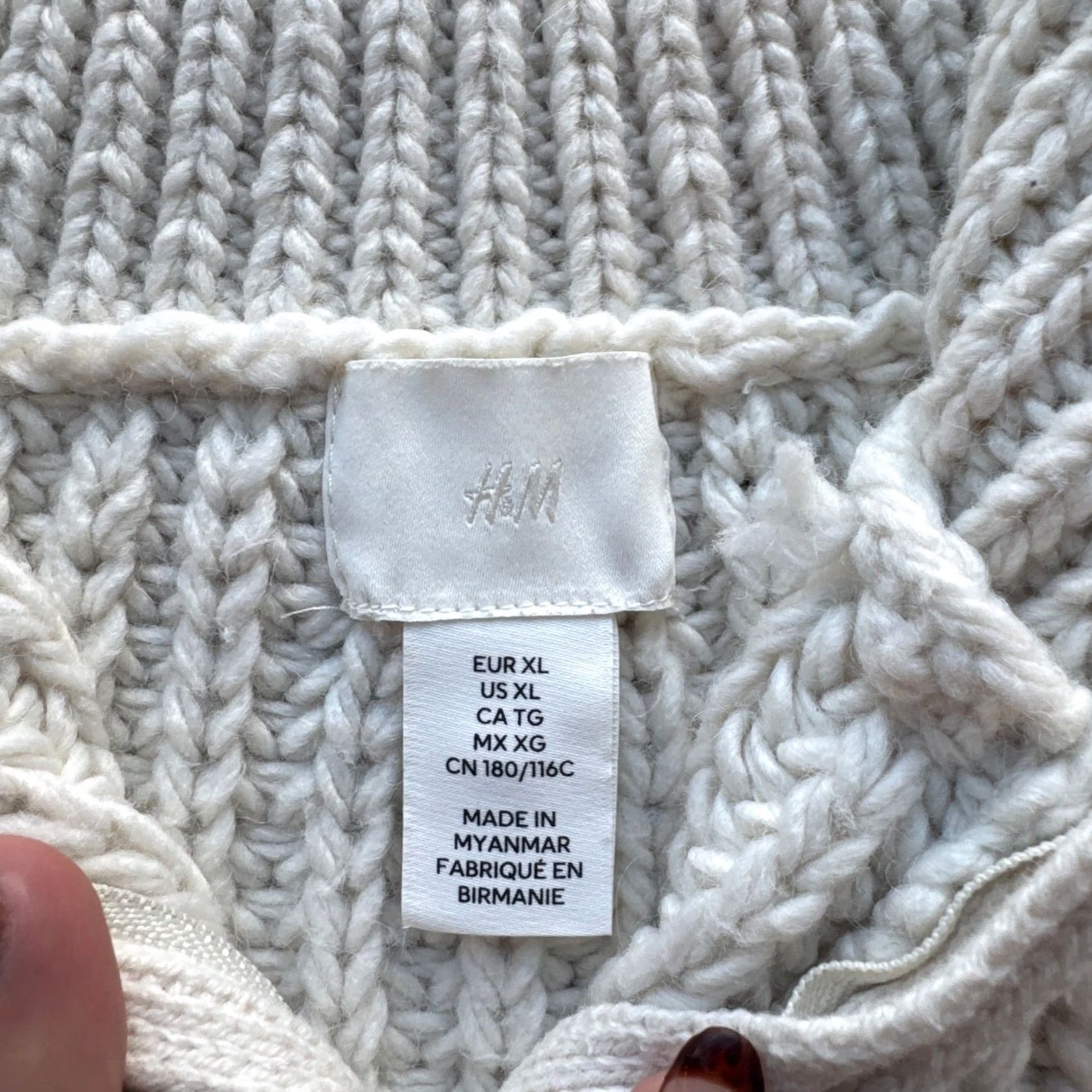 H&M VINTAGE H&M Half-Zip Cream Knit Pullover Sweater Women's XL Knitwear Casual 1/2 Zip Stand Collar Sweater XL Women’s Size XL / US 12-14 / IT 48-50 - 3 Thumbnail